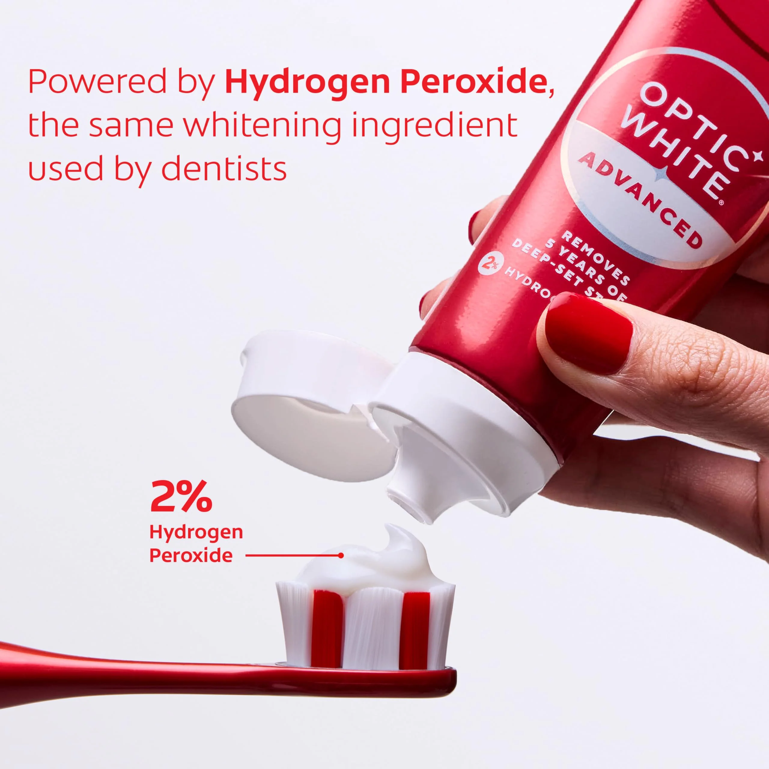 Colgate Optic White Advanced Hydrogen Peroxide Toothpaste, Teeth Whitening Toothpaste Pack, Enamel-Safe Formula, Helps Remove Tea, Coffee, and Wine Stains, Sparkling White, 3 Pack, 3.2 oz - Image 7