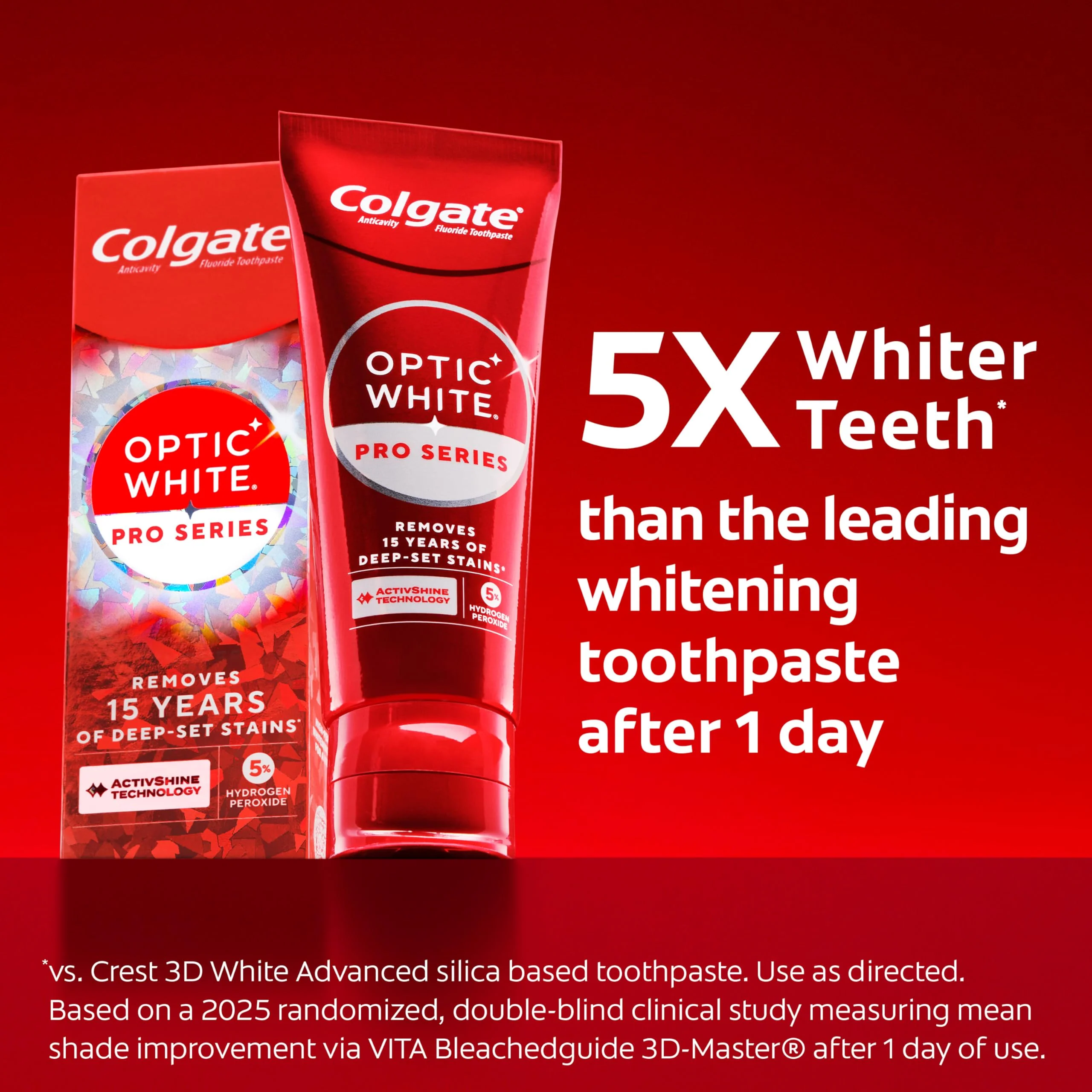 Colgate Optic White Pro Series High Impact White, 3 Pack, Teeth Whitening Toothpaste with 5% Hydrogen Peroxide and ActivShine, Brilliant Mint Flavor, 3.0 OZ - Image 2