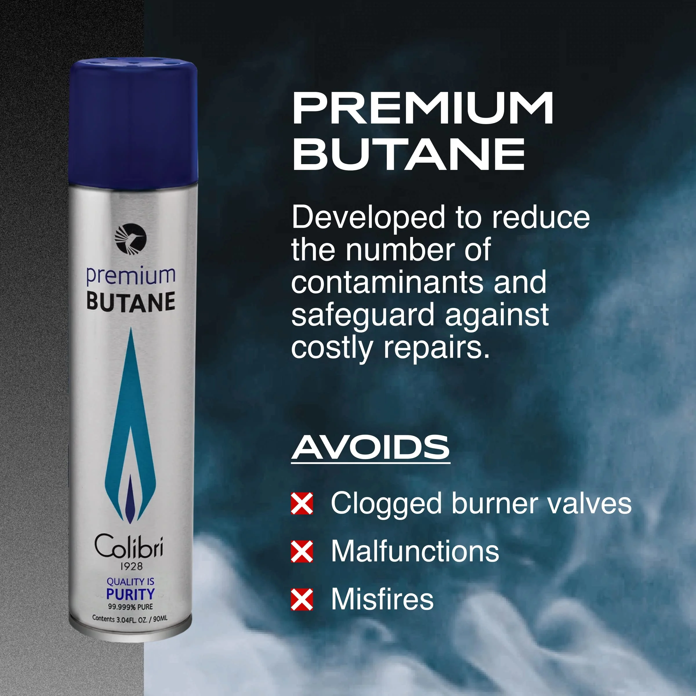 Colibri Premium Butane Fuel Refill for Lighters, Butane Torch Replacement Canisters, 99.999% Pure Butane Refill Fluid for Lighters, 90ml (3.04fl oz) Cans, Pack of 3 - Image 3