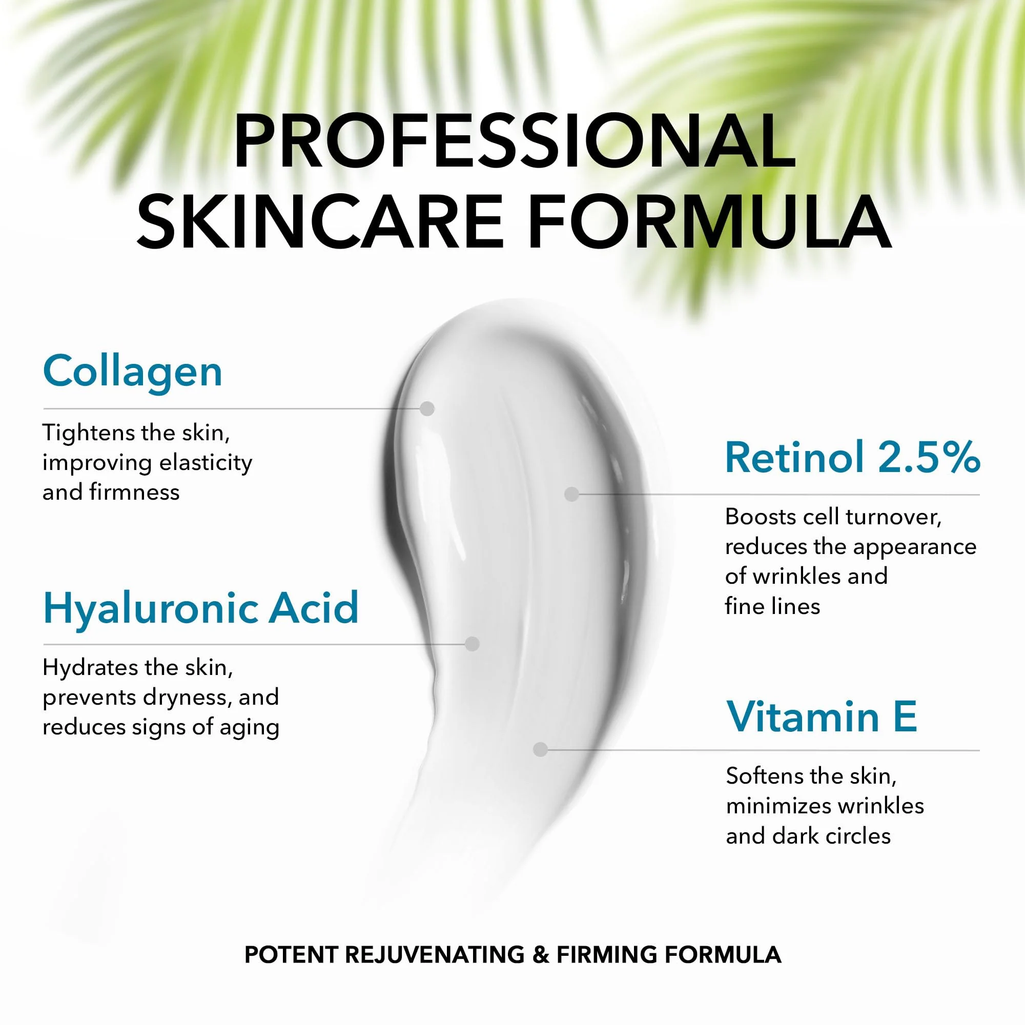 Collagen Cream for Face with Retinol & Hyaluronic Acid - Face Moisturizer for Women & Men - Skin Tightening & Firming - Anti Aging Daily Face Moisturizer in an Airless Pump - Intense Hydration - 1.7oz - Image 7