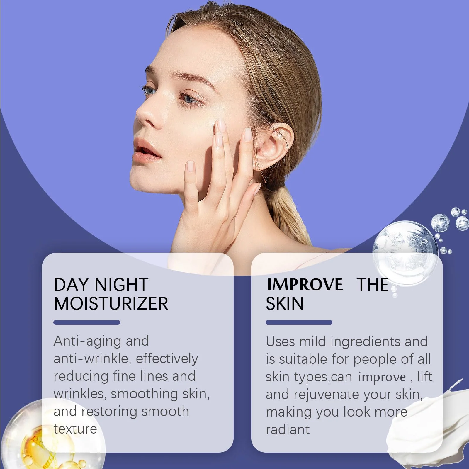 Collagen Face Moisturizer with Airless Pump - Collagen Botanical Stem Cells Cream for Skin with Retinol, Niacinamide, Hyaluronic Acid - Anti-Aging Day & Night Cream, 1.8 OZ - Image 3