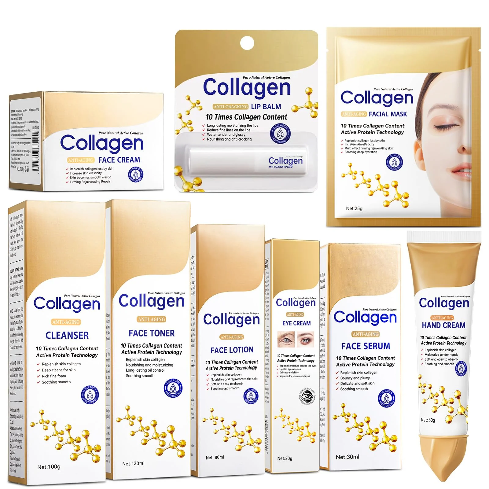 Collagen Skin Care Set,13-In-1 Travel Skincare Kits for Firming Skin, Shrink Pores, Anti Aging Skincare Set for Reduce Wrinkles.Smooth Fine Lines.Hydrating,Facial Kits for Women & Girls. - Image 3