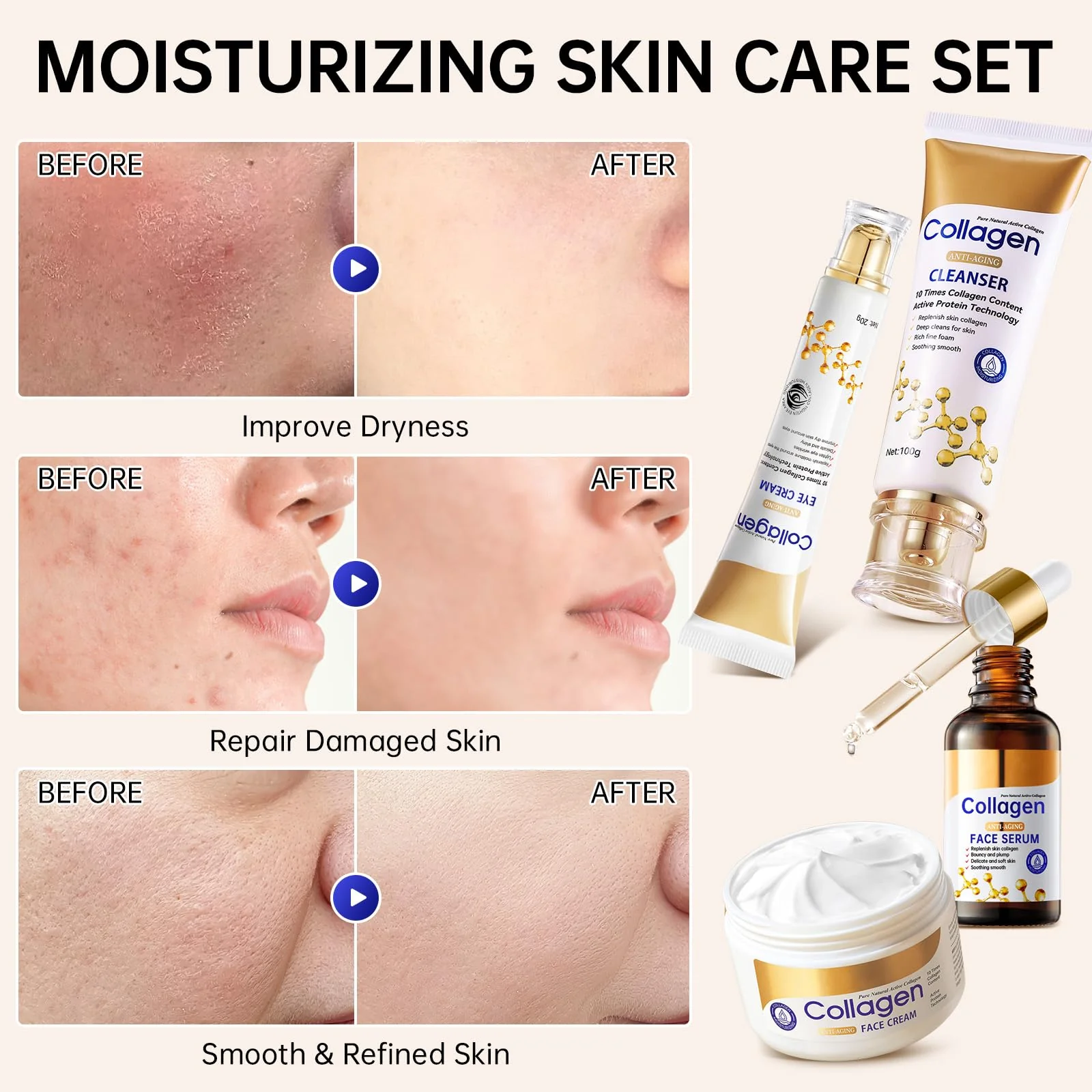 Collagen Skin Care Set,13-In-1 Travel Skincare Kits for Firming Skin, Shrink Pores, Anti Aging Skincare Set for Reduce Wrinkles.Smooth Fine Lines.Hydrating,Facial Kits for Women & Girls. - Image 4