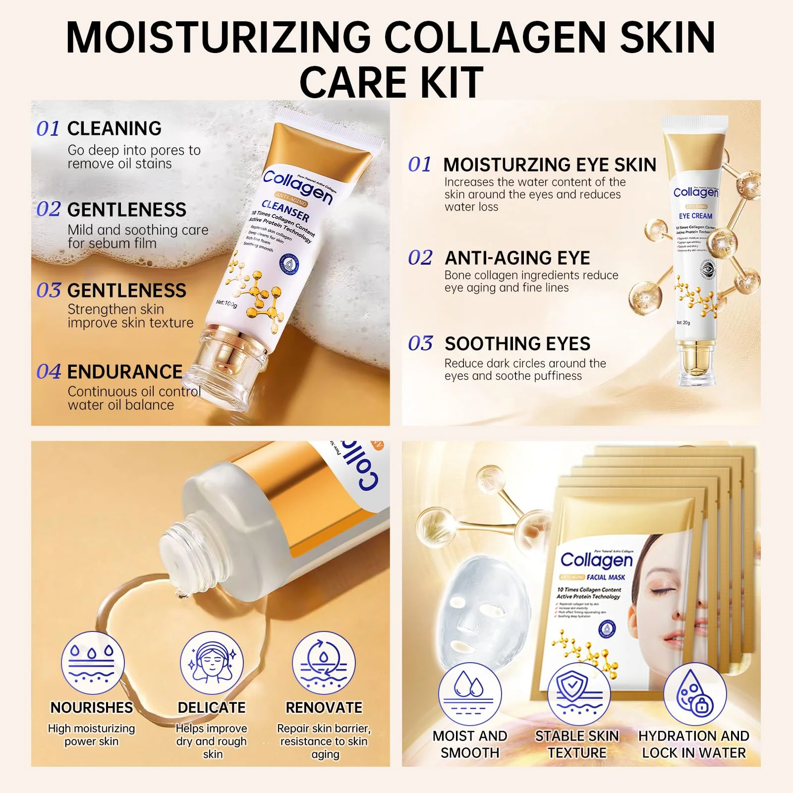 Collagen Skin Care Set,13-In-1 Travel Skincare Kits for Firming Skin, Shrink Pores, Anti Aging Skincare Set for Reduce Wrinkles.Smooth Fine Lines.Hydrating,Facial Kits for Women & Girls. - Image 7