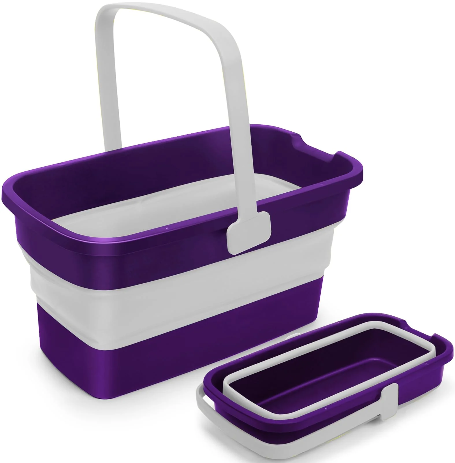 Collapsible Mop Bucket for Cleaning with Handle, Silicone Square Wash Bucket for Windows Cleaning Car Washing,Cleaning Supplies Organizer Plastic Water Bucket