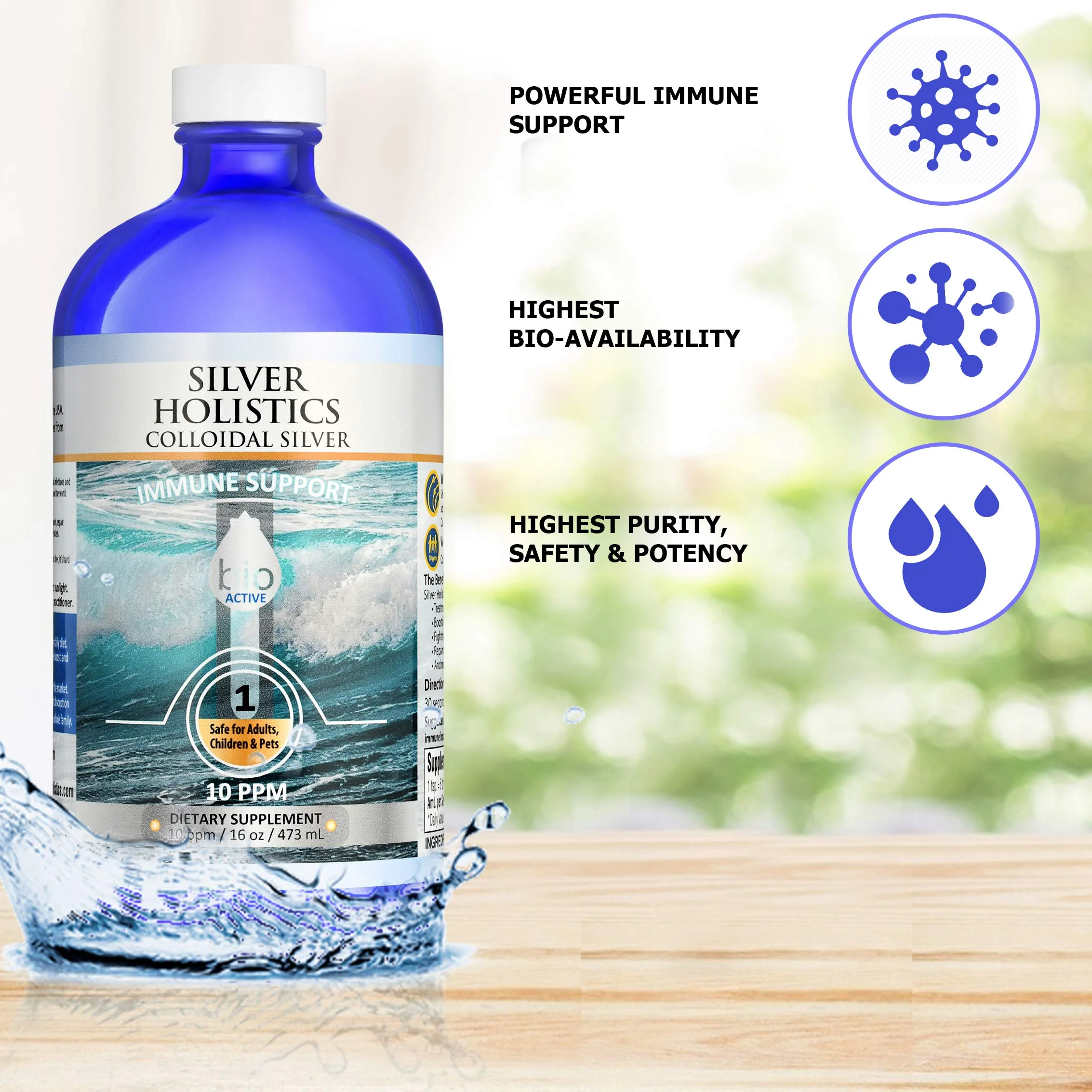 Colloidal Silver Liquid - 16 oz Glass Bottle by Silver Holisitcs - Image 3