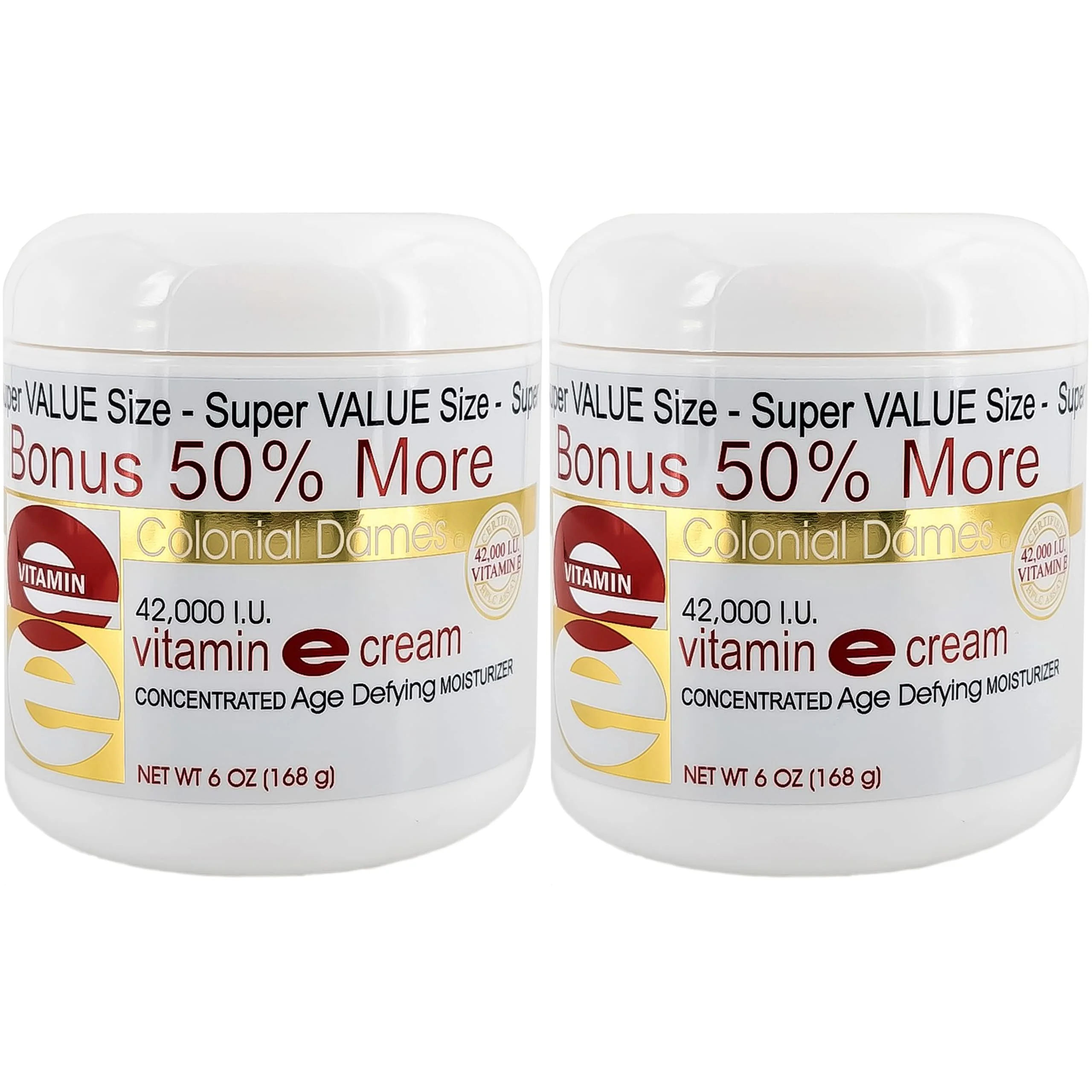 Colonial Dames Concentrated Vitamin E Moisturizing Cream 42,000 I.U. for Hydrating & Moisturizing Chapped Dry Skin & Fine Lines (Pack of Two). - Image 2