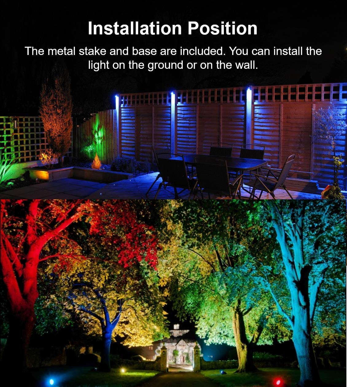 Color LED Outdoor Landscape Spotlight Remote 10W RGB Waterproof Spot Light for Yard Tree Garden Halloween Christmas Lighting, 120V - Image 5