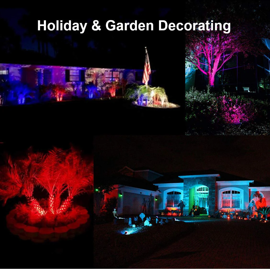 Color LED Outdoor Landscape Spotlight Remote 10W RGB Waterproof Spot Light for Yard Tree Garden Halloween Christmas Lighting, 120V - Image 6