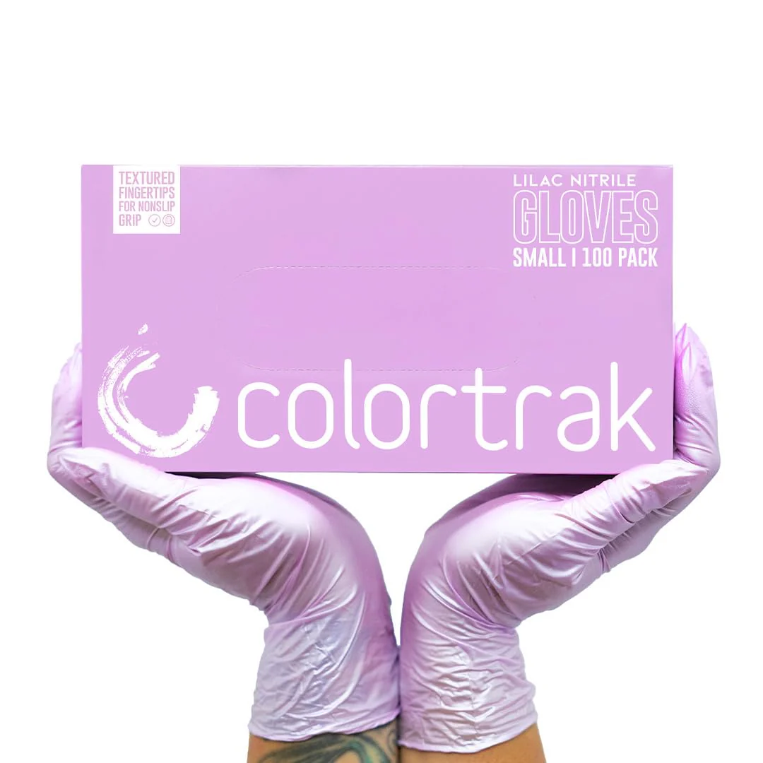 Colortrak Disposable Nitrile Gloves, Pink, Luminous Collection Lilac Frost Latex-Free, Powder-Free Hair Color Gloves for Chemical Processing & Salon Services, 100 Count, Medium