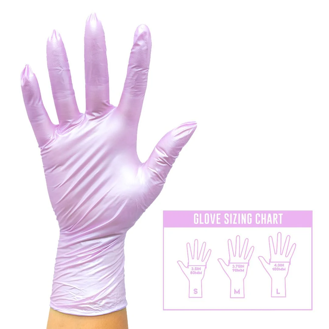 Colortrak Disposable Nitrile Gloves, Pink, Luminous Collection Lilac Frost Latex-Free, Powder-Free Hair Color Gloves for Chemical Processing & Salon Services, 100 Count, Medium - Image 4