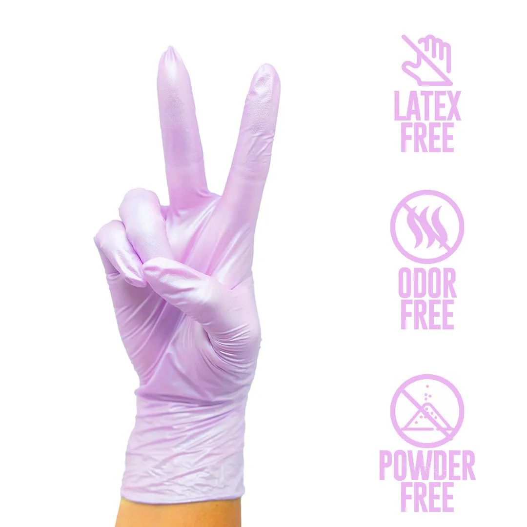 Colortrak Disposable Nitrile Gloves, Pink, Luminous Collection Lilac Frost Latex-Free, Powder-Free Hair Color Gloves for Chemical Processing & Salon Services, 100 Count, Medium - Image 6