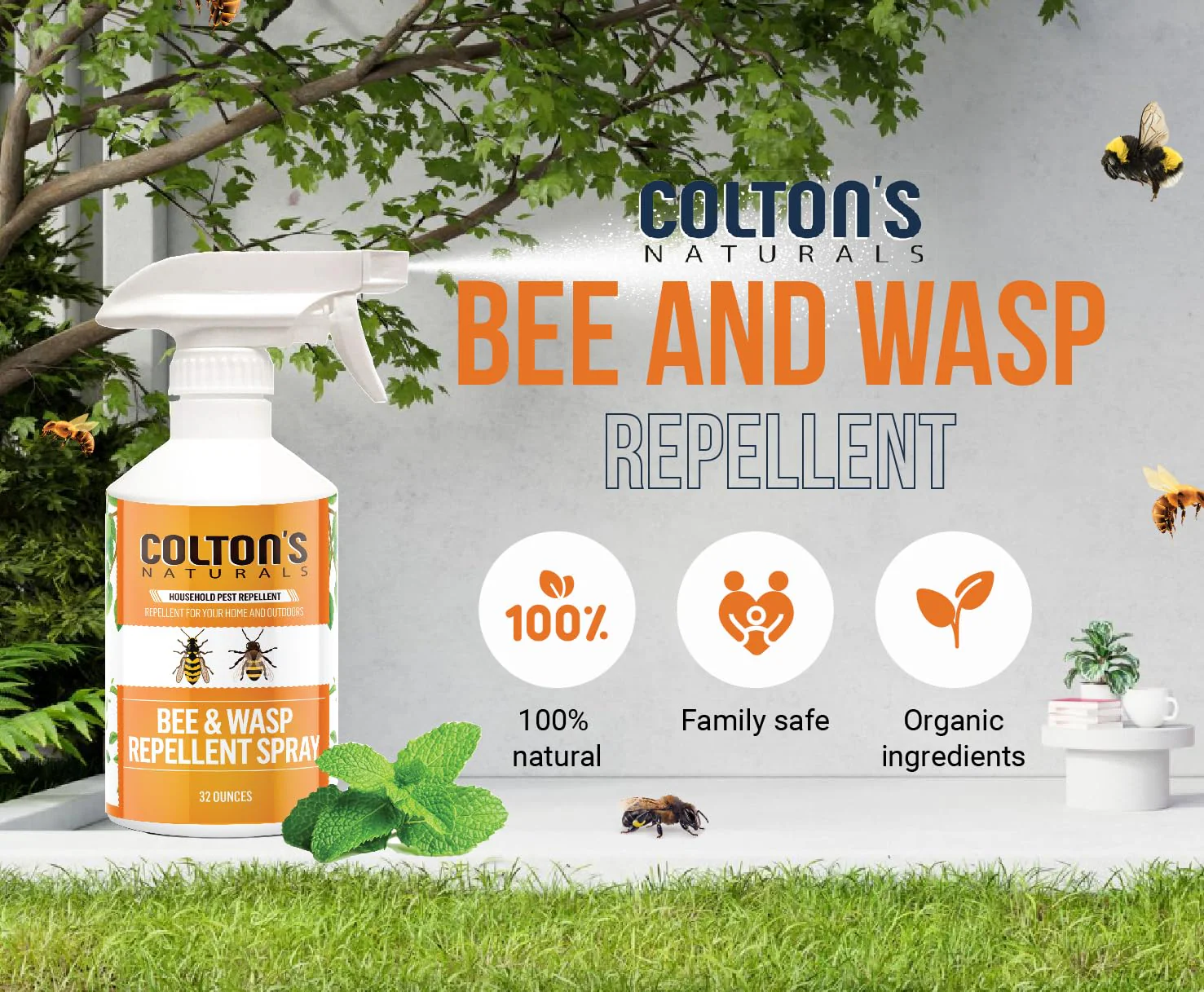 Colton’s Naturals - Bee and Wasp Repellent Spray - (32 OZ) - Natural, Bee and Wasp Deterrent - Quick and Easy Pest Control - Safe to Spray Around Children - Image 3
