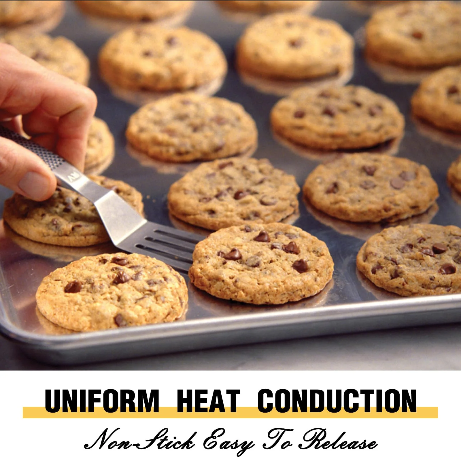 Commercial Quality Baking Sheet Pan Set, Natural Aluminum Cookie Sheet, Umite Chef Warp Resistant Baker's Half Sheet Pan, Large Thick Cookie Tray Pans for Baking, Roasting(2 Pack, 18X13In) - Image 6