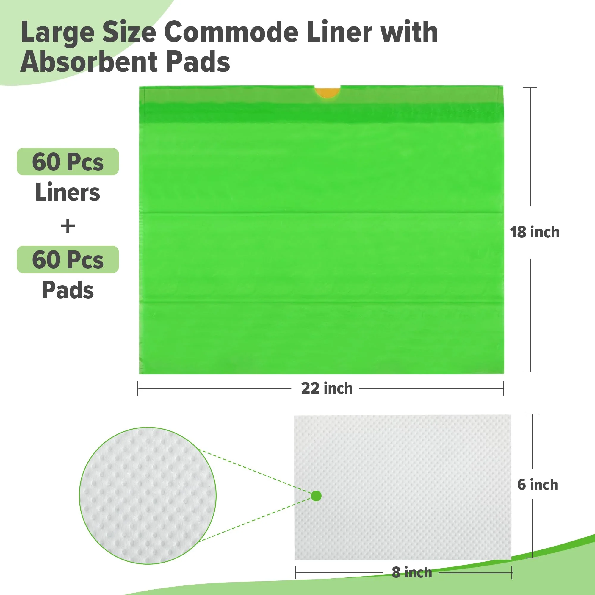 Commode Liners With Absorbent Pads - 60 Bedside Commode Liners & Pads,Medical Grade Pack Commode Liners,Adult Potty Chair Liners Bedside Commode Liners Disposable,Universal Fit All Standard - Image 3