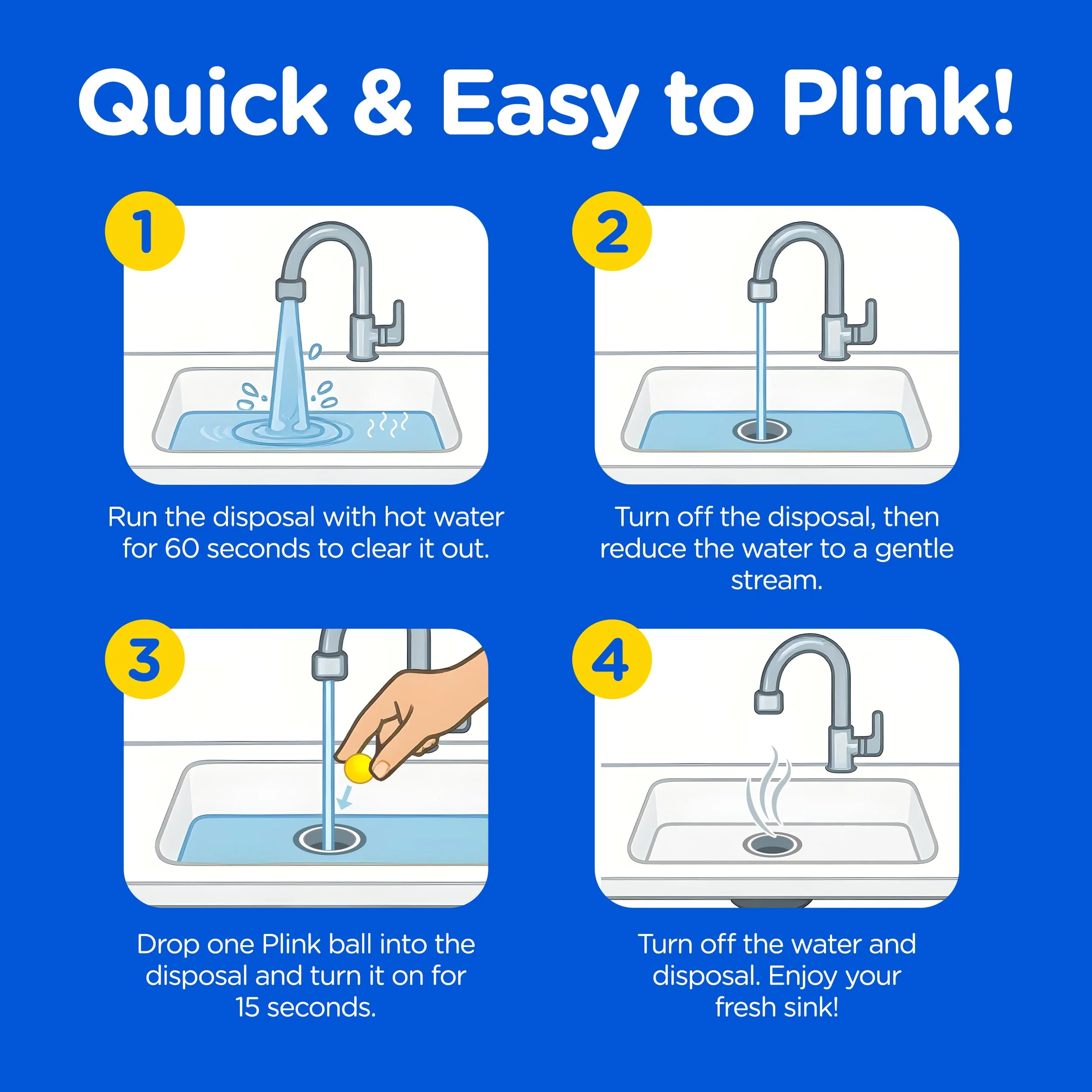 Compac Home Plink Garbage Disposal Cleaner and Deodorizer 60ct VALUE PACK - Lemon - Image 3