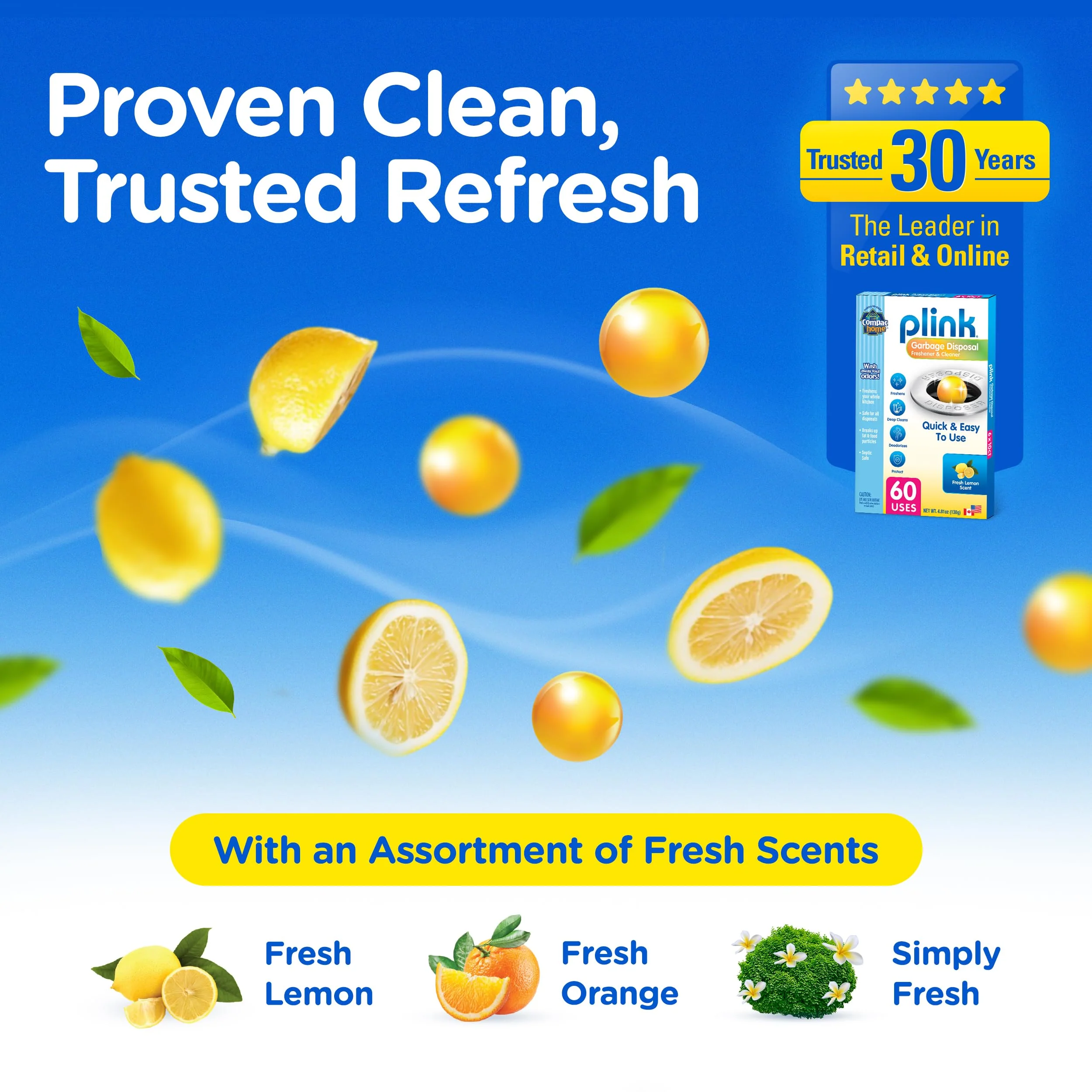 Compac Home Plink Garbage Disposal Cleaner and Deodorizer 60ct VALUE PACK - Lemon - Image 5