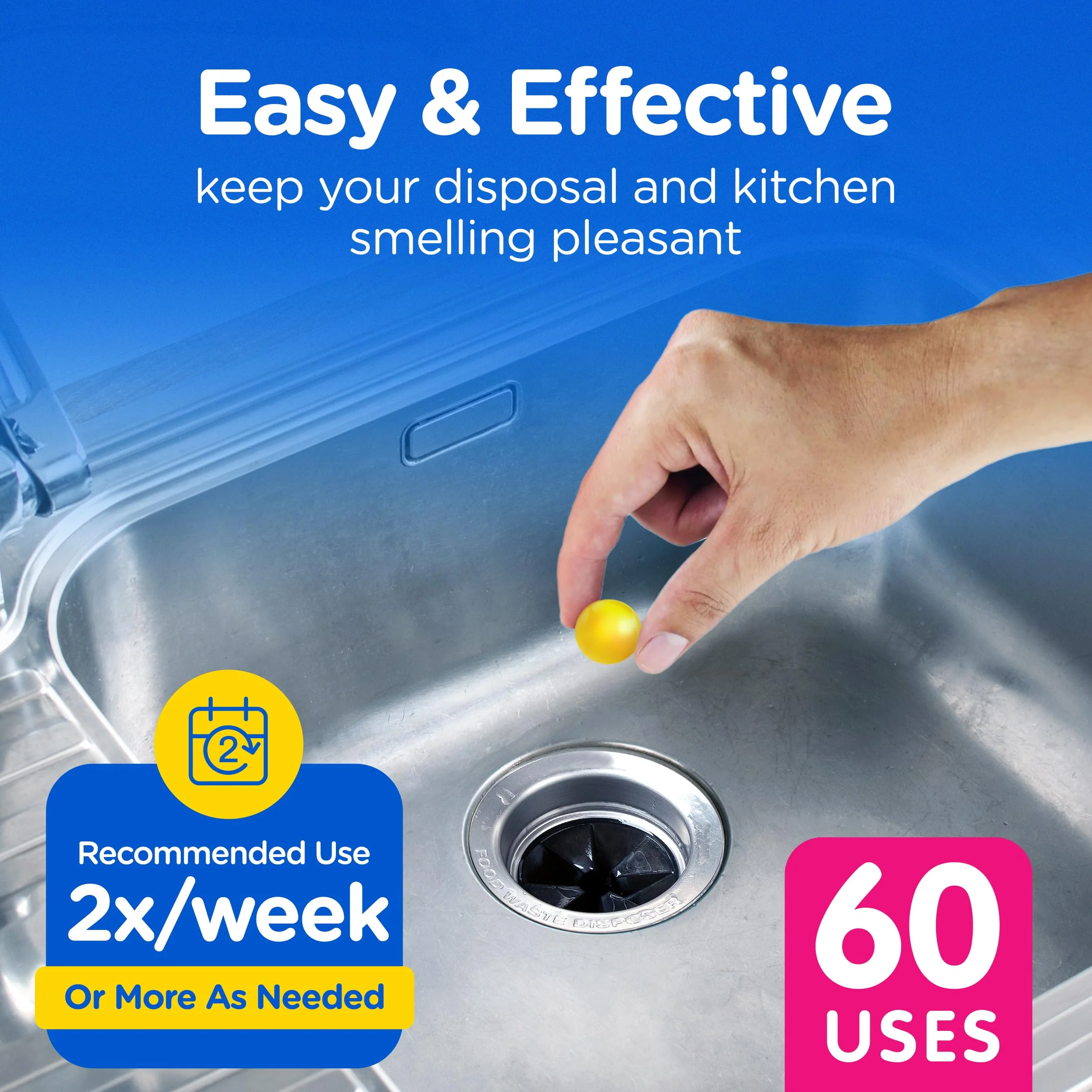 Compac Home Plink Garbage Disposal Cleaner and Deodorizer 60ct VALUE PACK - Lemon - Image 7