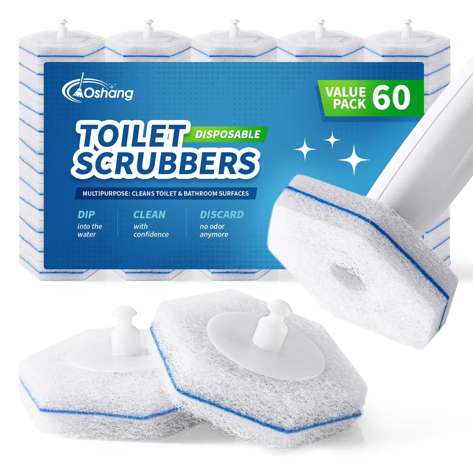 Compatible with Clorox Toilet Wand – Disposable Toilet Brush Head Refills (60 Count), Wand Not Included