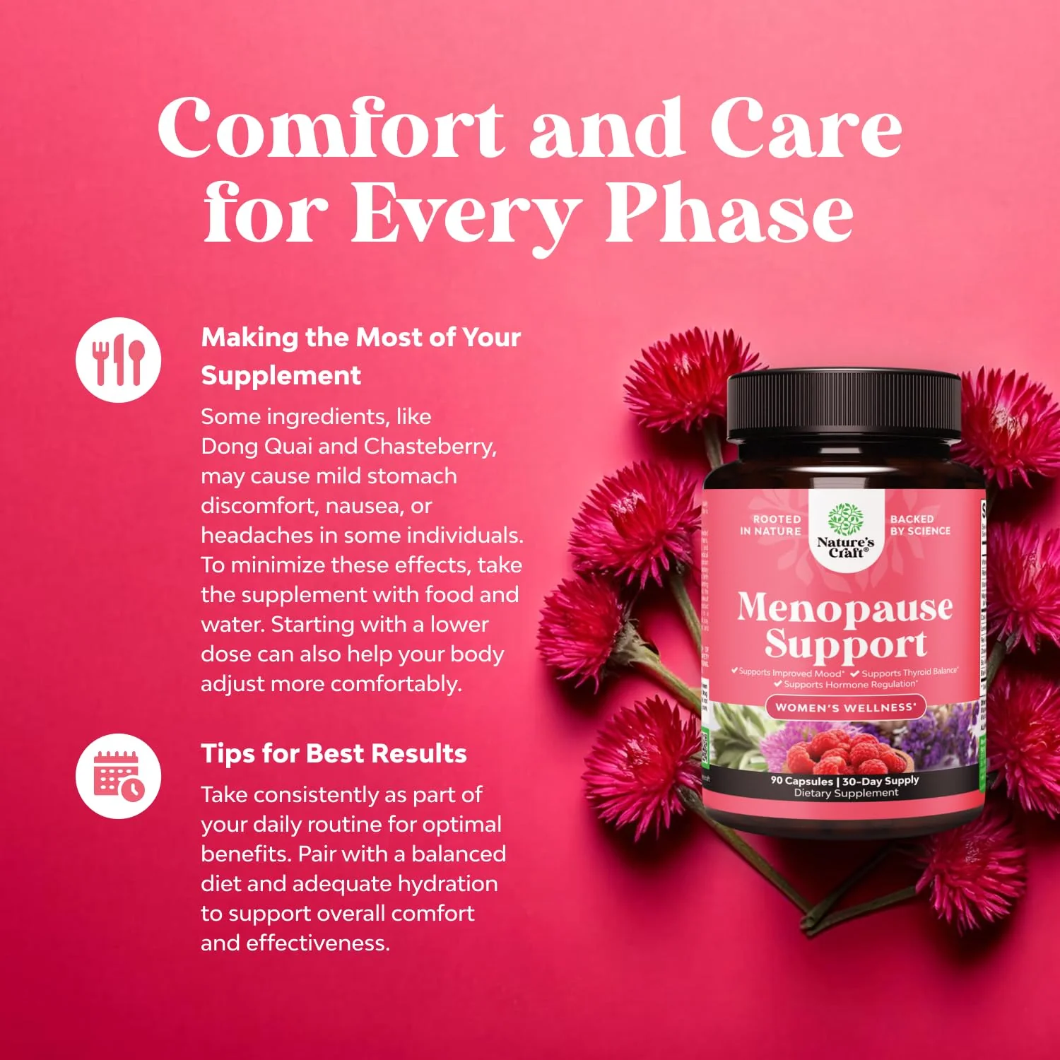 Complete Herbal Menopause Supplement for Women - Multibenefit Menopause Ease Hormone Balance for Women for Night Sweats Mood and More with Dong Quai Vitex Chaste Berry and Black Cohosh - 90 Count - Image 5