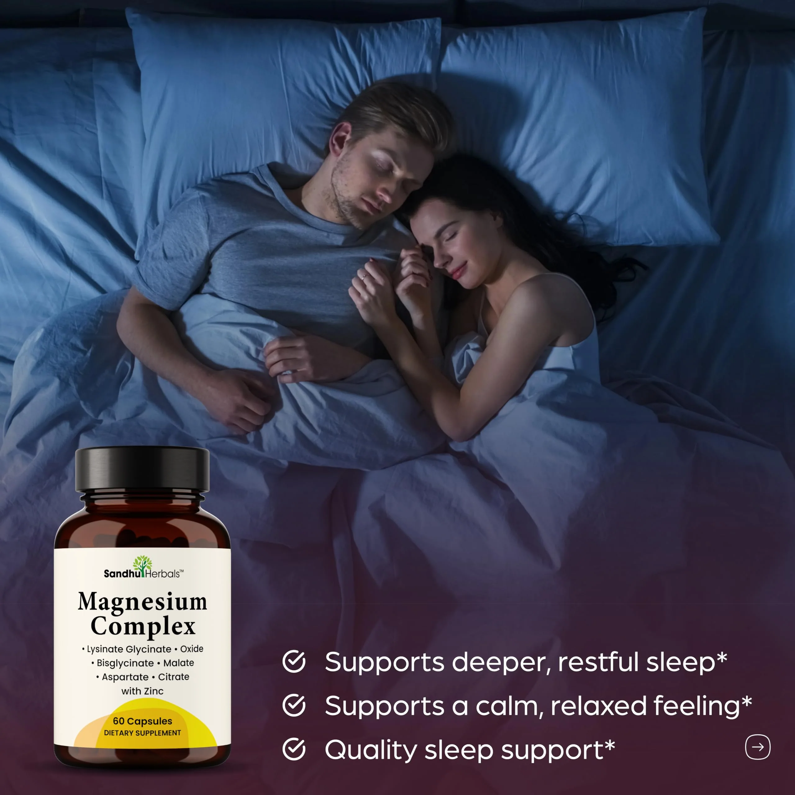 Complete Magnesium Complex 500mg for Women & Men | 60 Capsules | 6 in 1 Mag Supplement with Zinc | Quality Sleep & Muscle Health | Glycinate, Citrate, Malate, Oxide, Aspartate, Lysinate Glycinate - Image 4