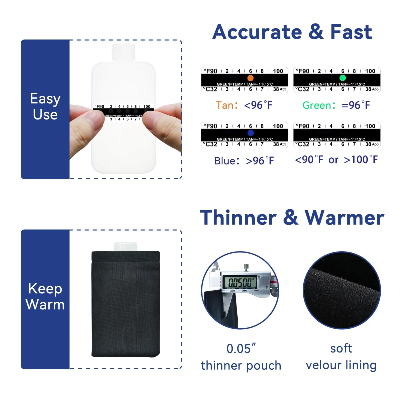 Complete Urine Test Kit - 3.5 oz Translucent Smaller Bottle, Hidden Non-Falling Leg Strap, High Elasticity, Urine Test Thermometer Label and Bag - Image 4