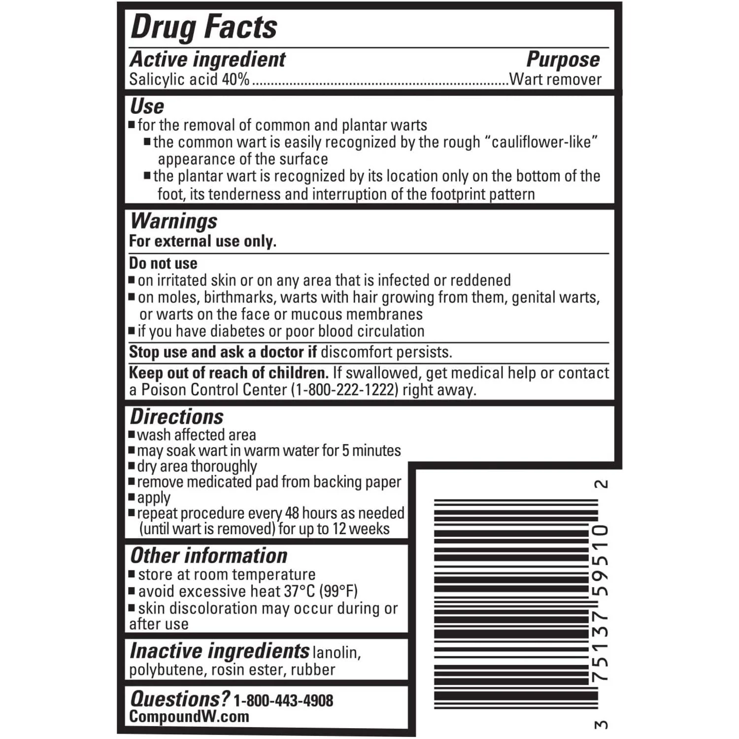 Compound W Wart Remover Maximum Strength One Step Pads with Salicylic Acid, 14 Medicated Pads - Image 7