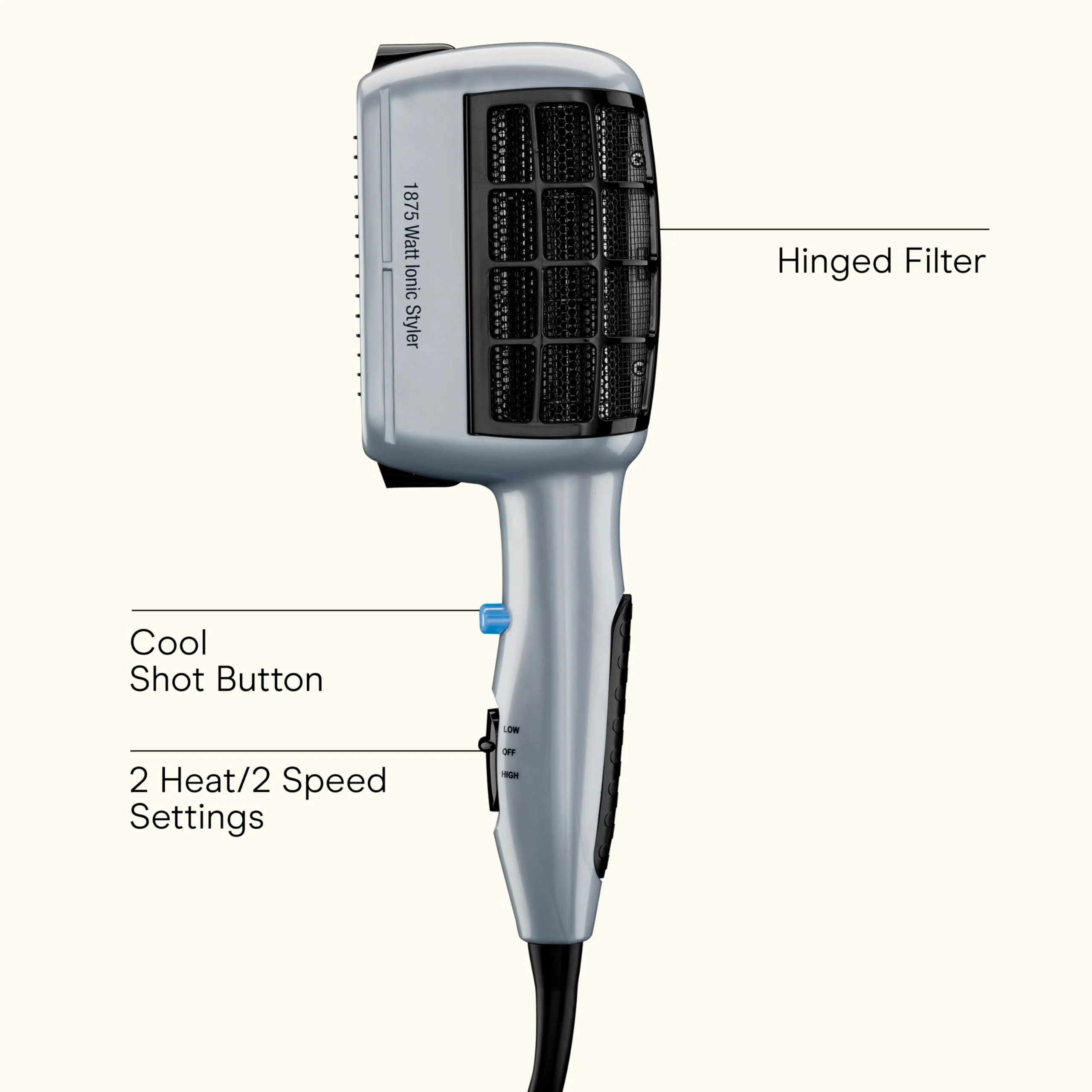 Conair 3-in-1 Styling Hair Dryer, 1875W Blow Dryer with 3 Styling Attachments to Detangle, Straighten, and Volumize, Ionic Technology, Dual Voltage - Image 10