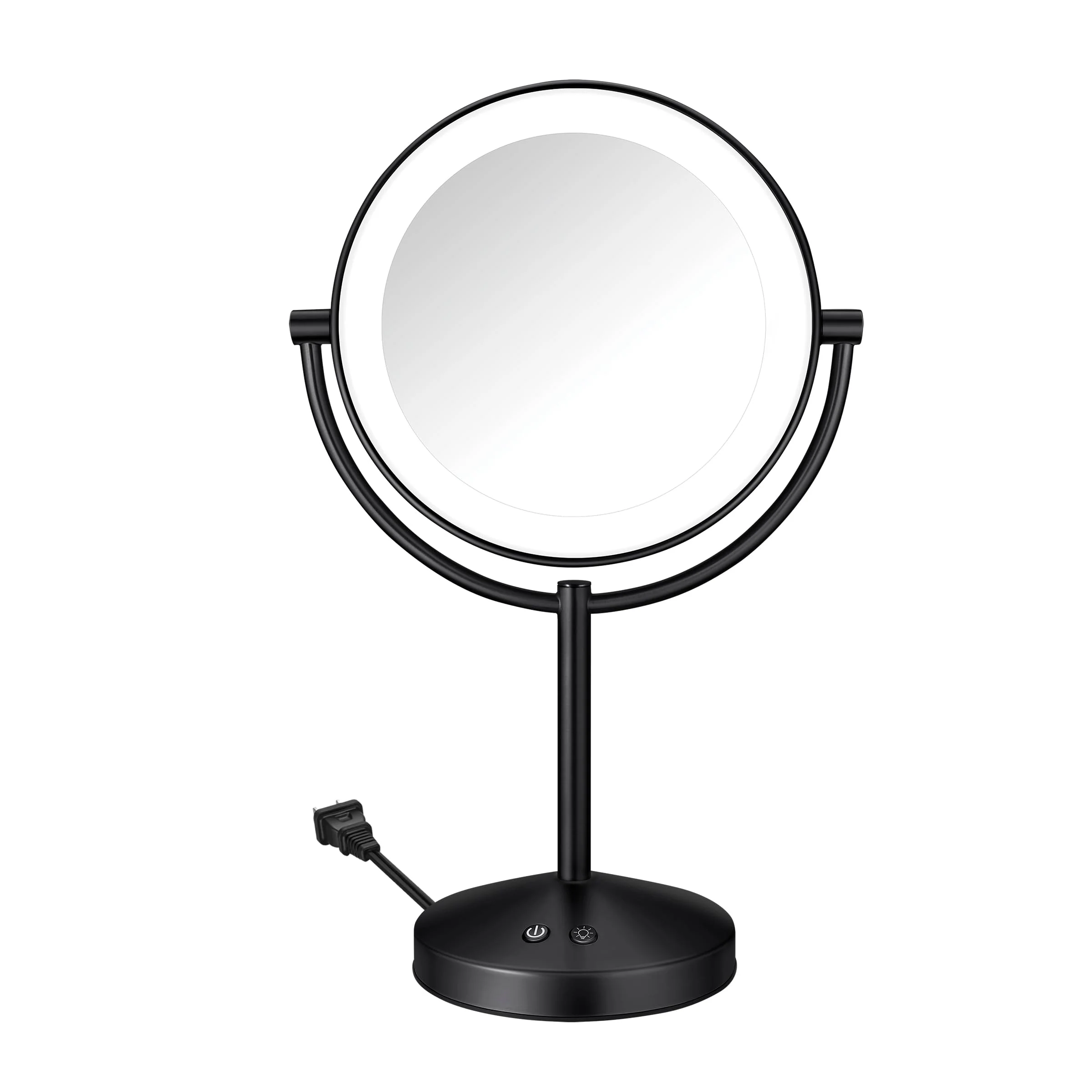 Conair Lighted Makeup Mirror, Double-Sided LED Vanity Mirror with 1X/10X Magnification, 3 Light Settings, 3 Modes, 360° Rotation, Matte Black Finish