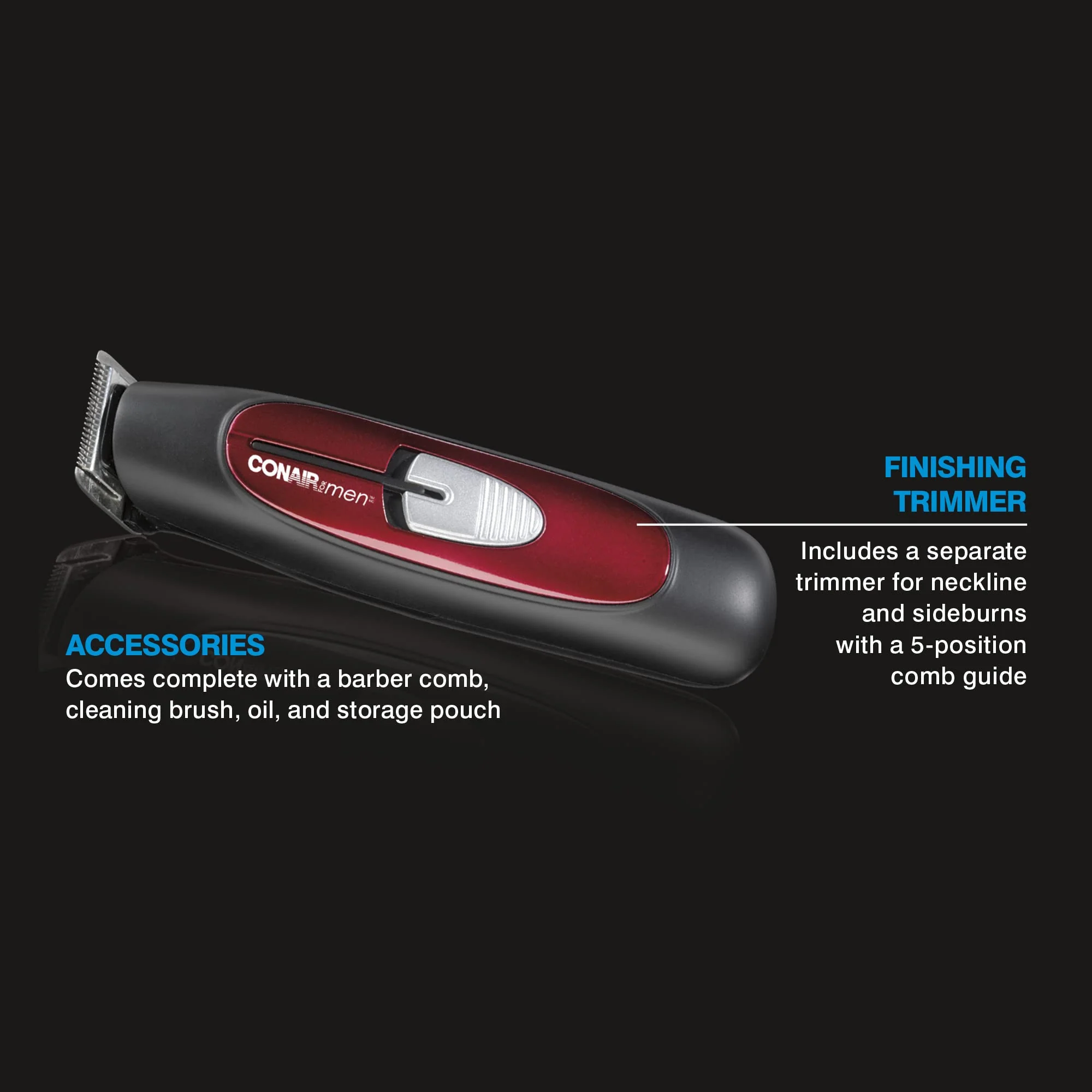 ConairMAN Even Cut Cord/Cordless Rotary Hair Clipper, Lithium Ion Powered with Bonus Trimmer for Men - Image 4