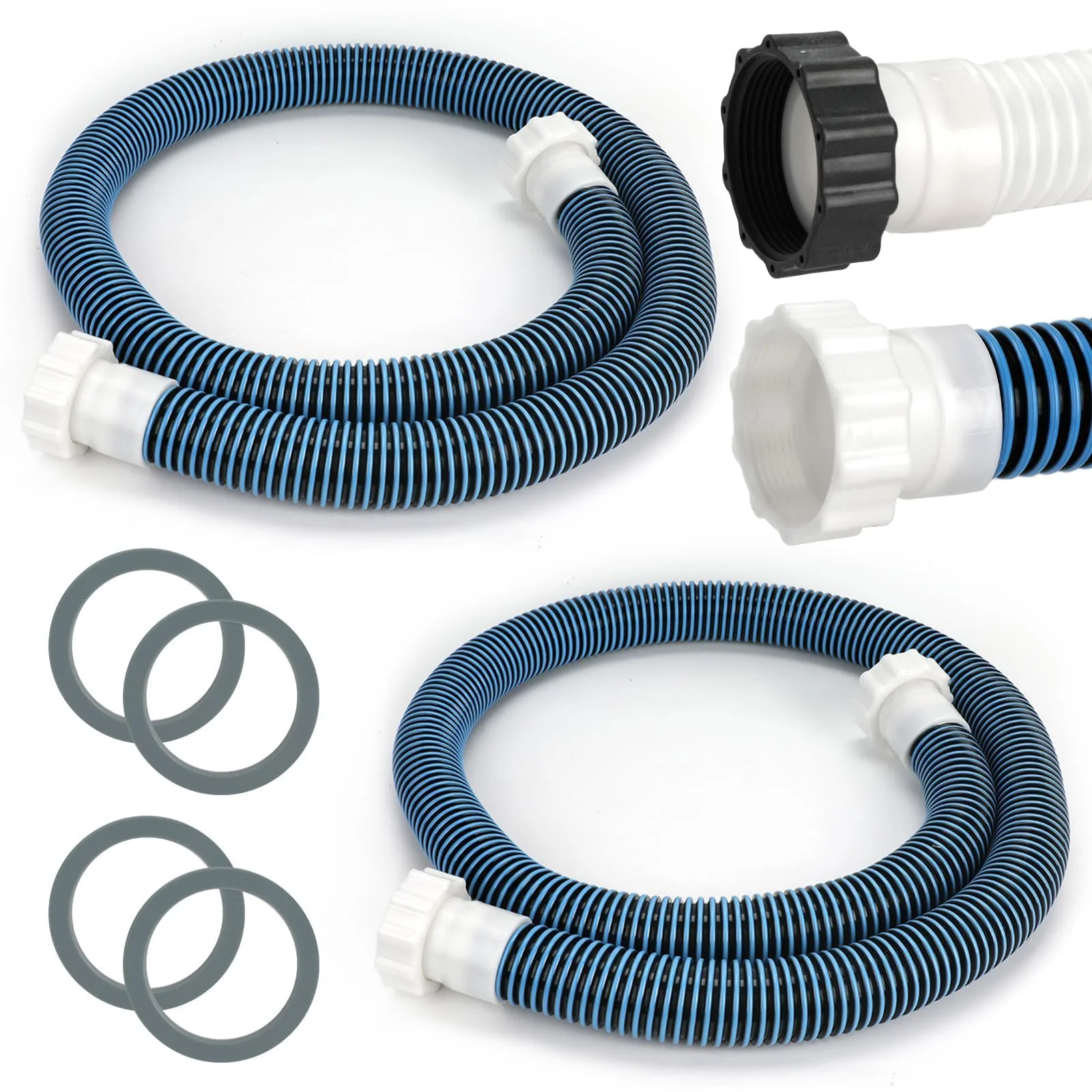 Conderyang 2 Pack 1 1/2 Pool Hose for Above Ground Pool 6ft Pump Replacement Hoses 1.5" EVA Heavy Duty Swimming Pool Hose for Above Ground, Filter Pumps, Saltwater Systems and Sand Filters (Blue)