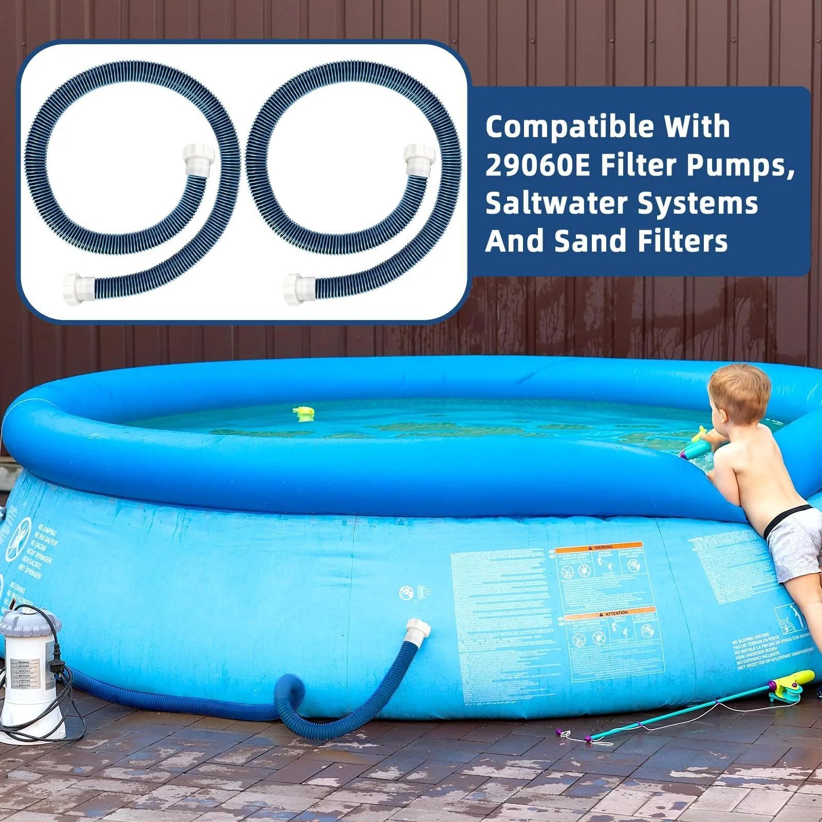 Conderyang 2 Pack 1 1/2 Pool Hose for Above Ground Pool 6ft Pump Replacement Hoses 1.5" EVA Heavy Duty Swimming Pool Hose for Above Ground, Filter Pumps, Saltwater Systems and Sand Filters (Blue) - Image 3