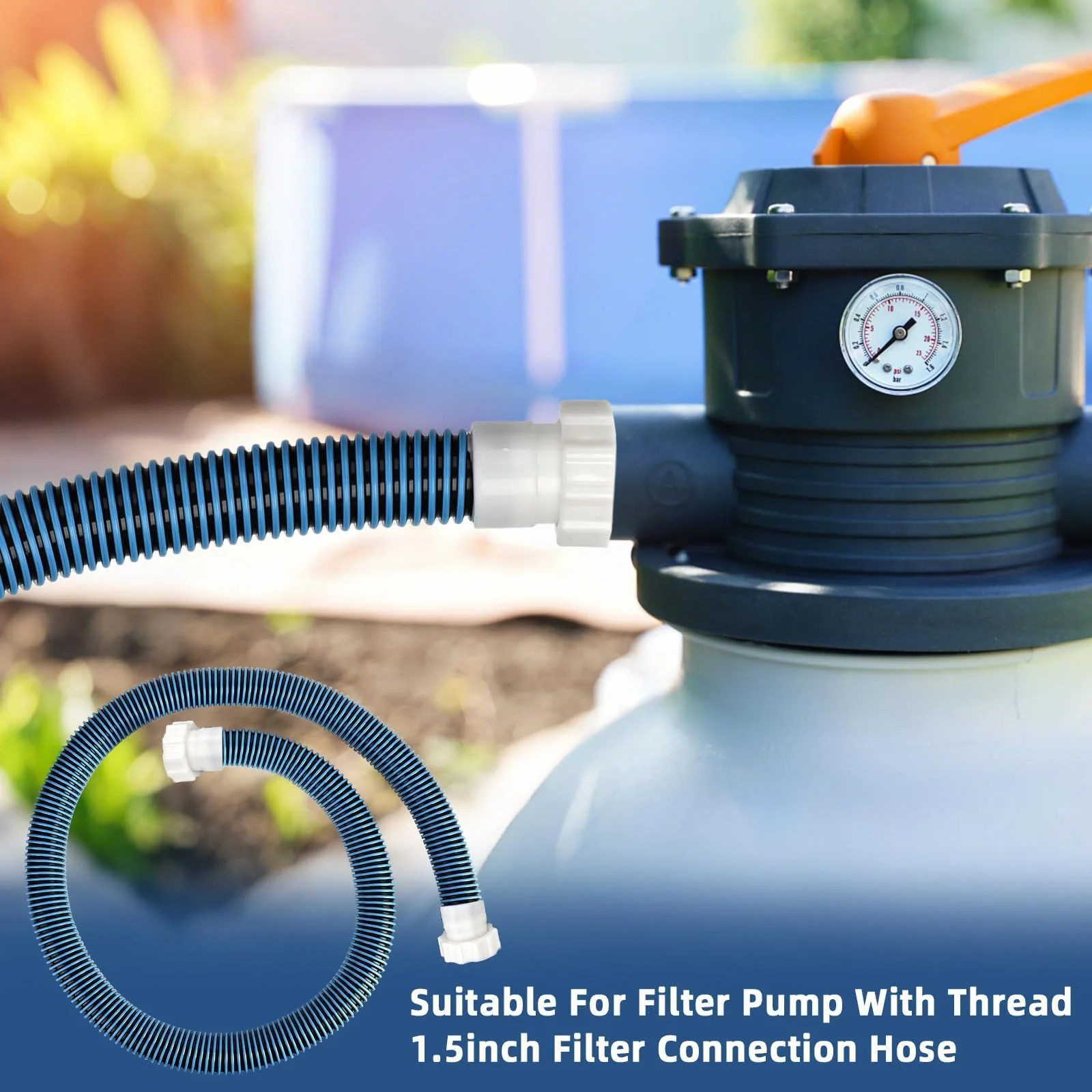 Conderyang 24inch 1 1/2" Pool Sand Filter Pump Hose For Above Ground Pool 2ft 1.5 Inch Eva Pool Sand Pump Replacement Hose For Saltwater Systems And Sand Filters (Blue) - Image 4