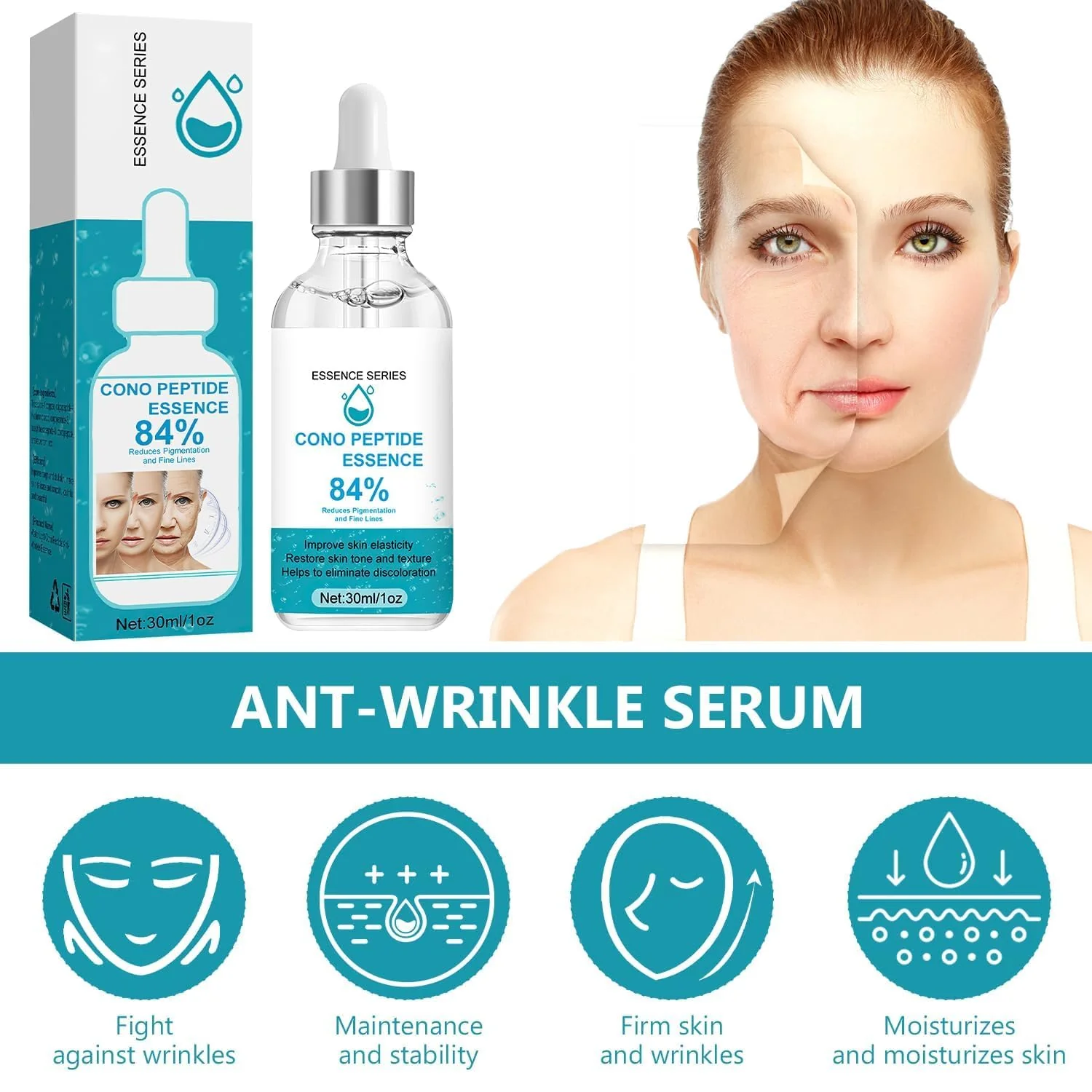 Cono Peptide Essence Anti-Aging Serum 30ml | Instantly Lifts & Moisturizes for All Skin Types (3 Pcs) - Image 5