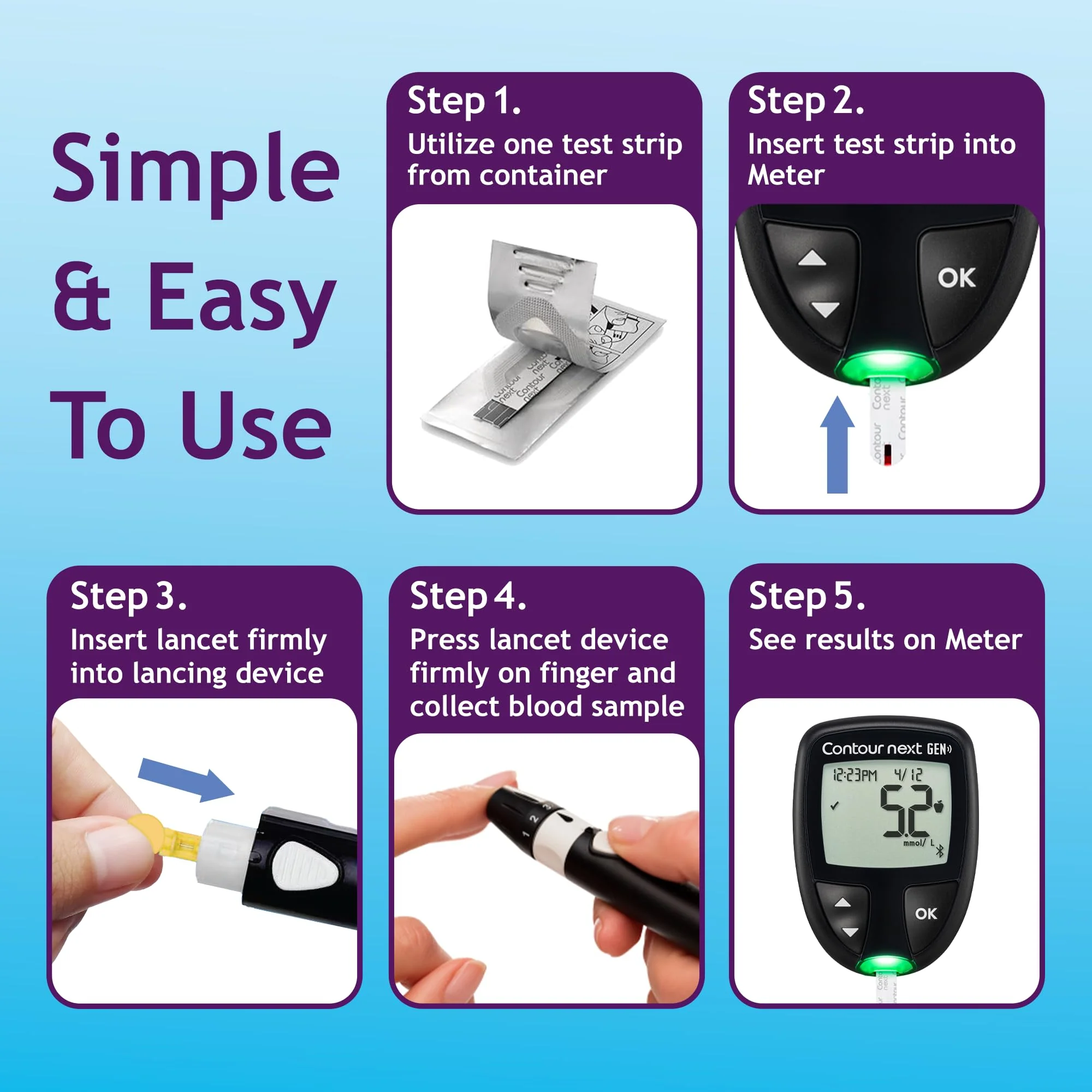 Contour Next Blood Glucose Test Strips for Diabetes – 15 Ct (1 Pack) – Accurate, No Coding, Second-Chance Sampling, Easy Blood Sugar Testing Strips On the Go, Works with All Contour Next Meters - Image 4
