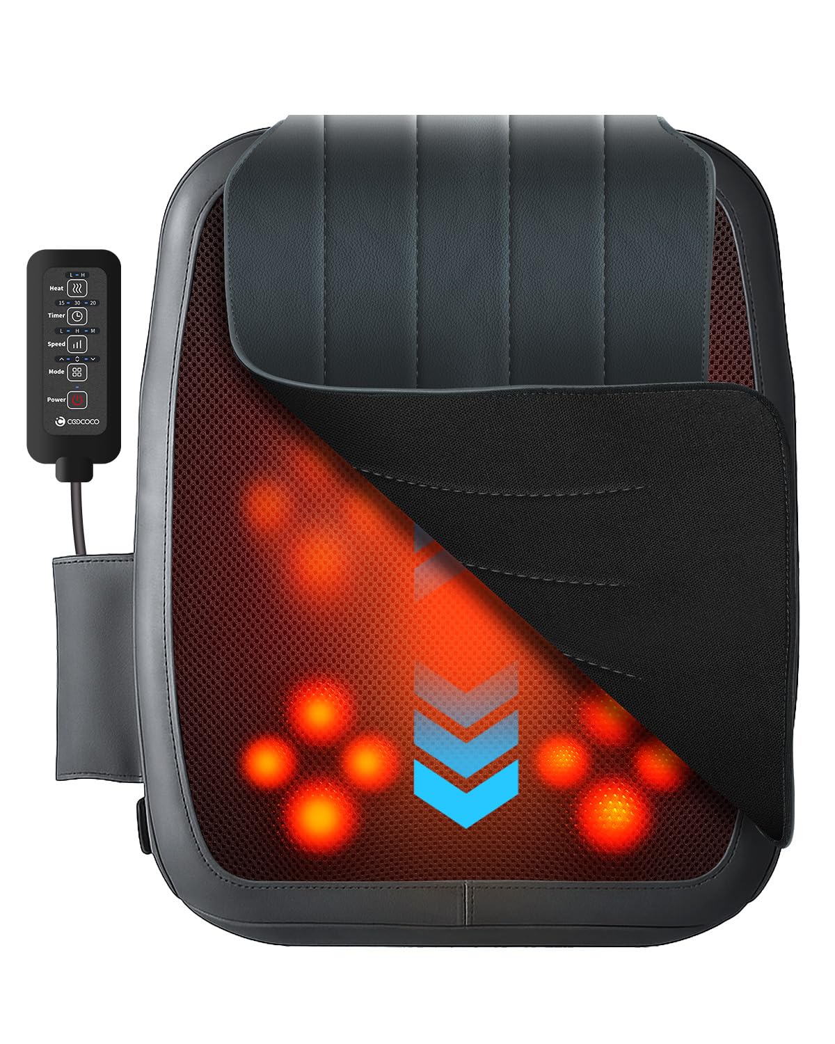 CooCoCo 14"×19" Shiatsu Back Massager with Heat, Birthday Gifts for Dad Mom Women Men Husband, Portable Massage Chair Pad, Kneading Massage Tools for Pain Relief, Chair Massager for Office Home - Image 2