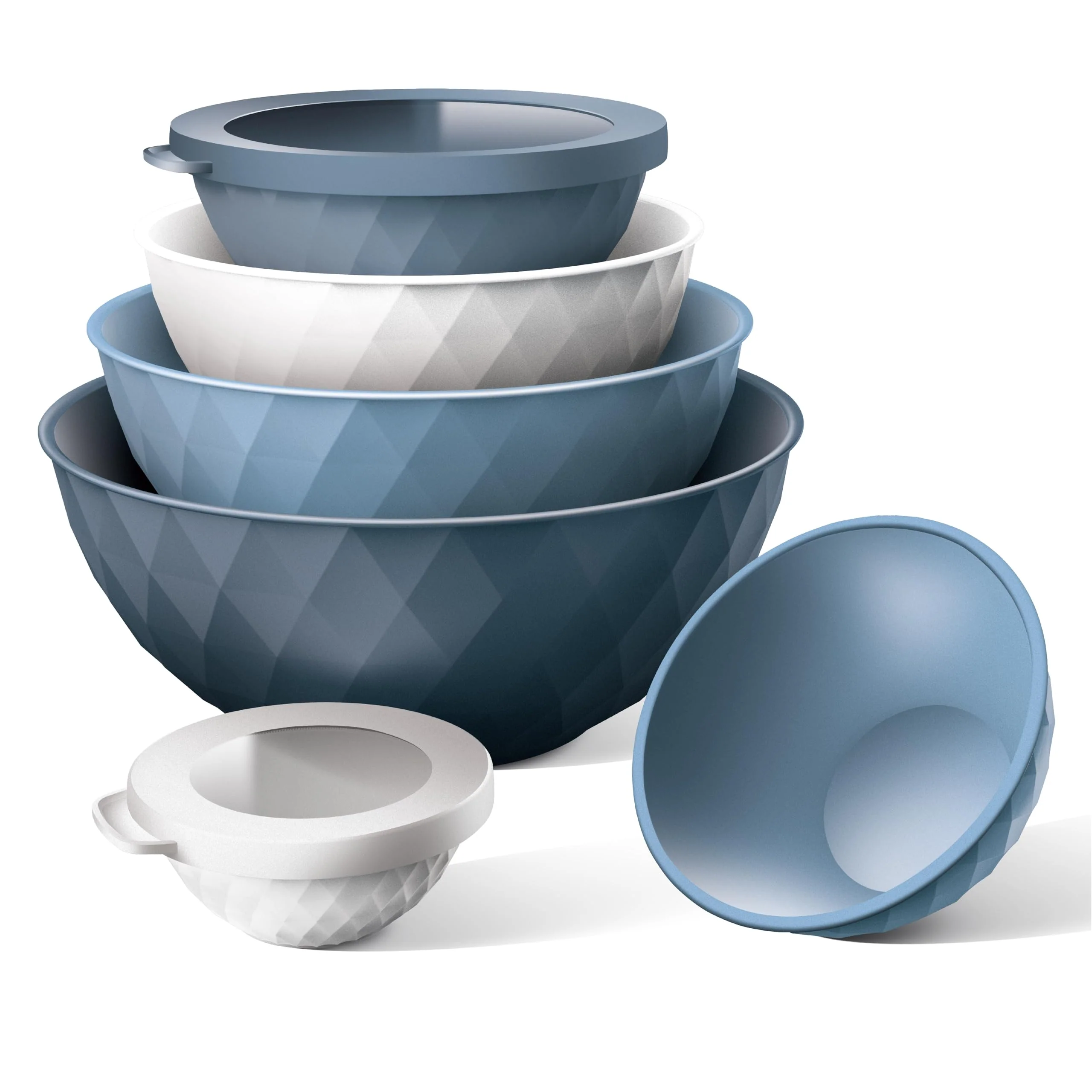 COOK WITH COLOR Mixing Bowls with Lids - 12 Piece Plastic Nesting Bowls Set includes 6 Prep Bowls and 6 Lids, Diamond Design - Microwave Safe (Mint) - Image 5