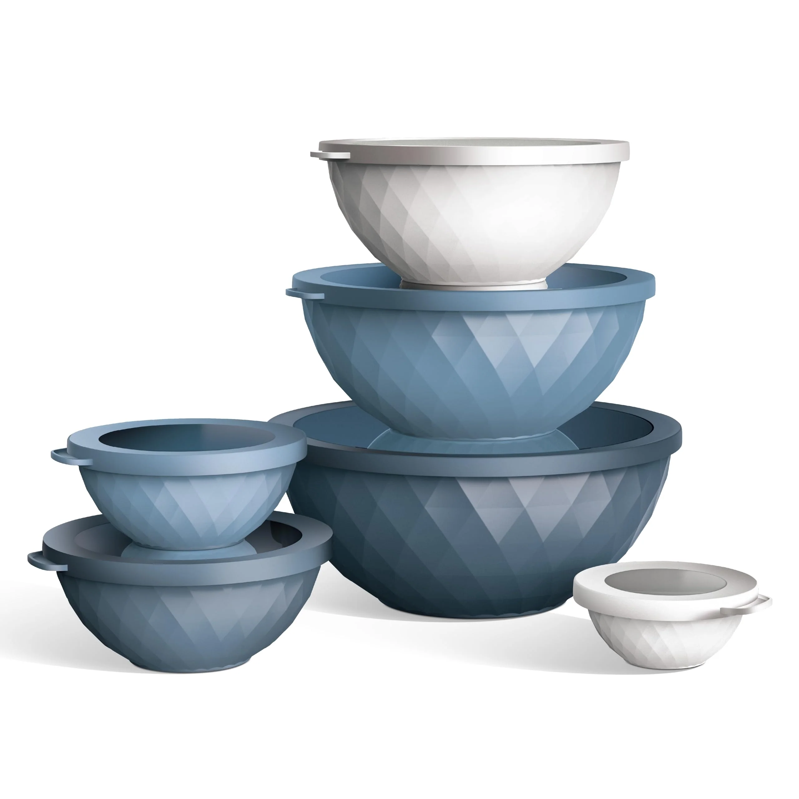 COOK WITH COLOR Mixing Bowls with Lids - 12 Piece Plastic Nesting Bowls Set includes 6 Prep Bowls and 6 Lids, Diamond Design - Microwave Safe (Mint) - Image 7