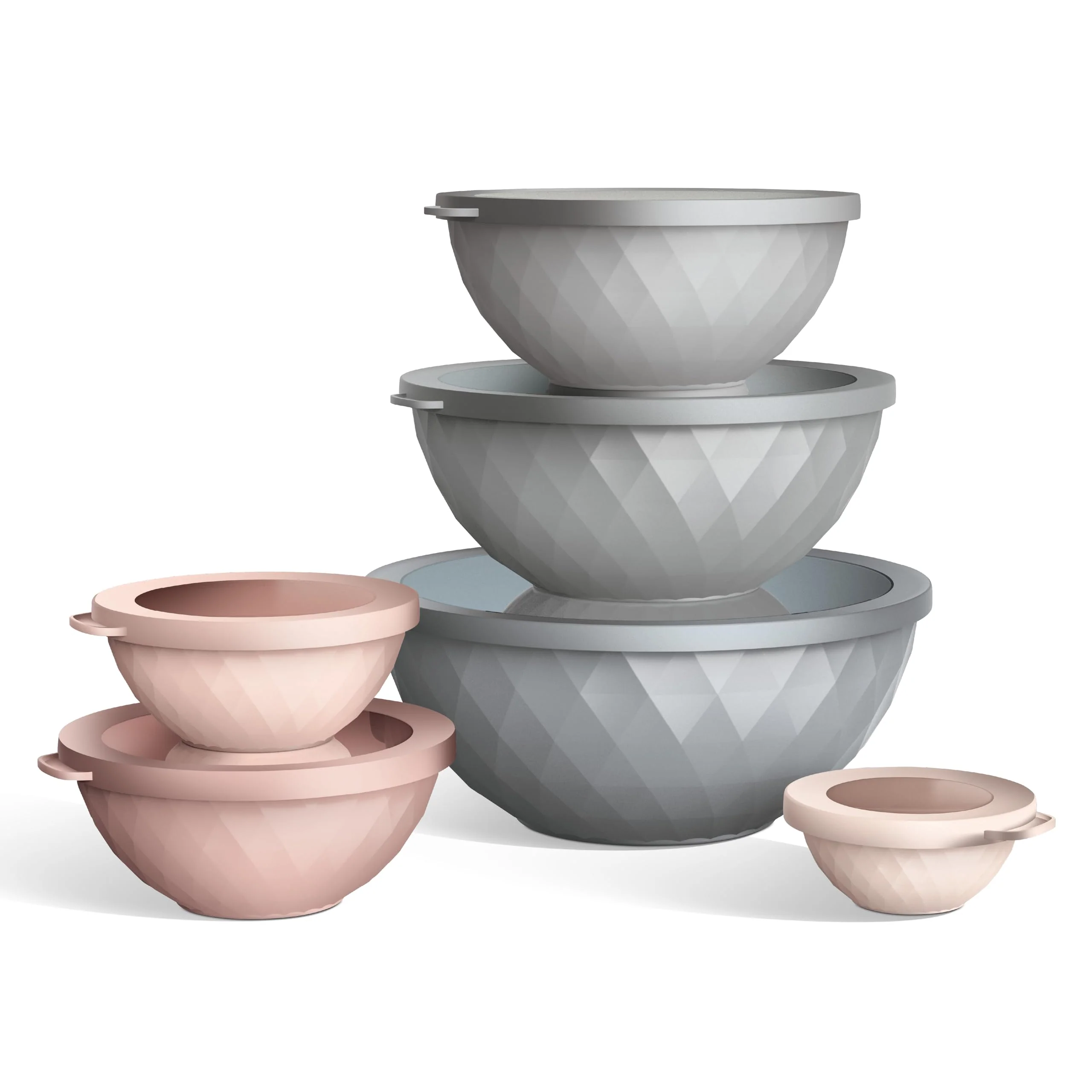 COOK WITH COLOR Mixing Bowls with Lids - 12 Piece Plastic Nesting Bowls Set includes 6 Prep Bowls and 6 Lids, Diamond Design - Microwave Safe (Mint) - Image 7