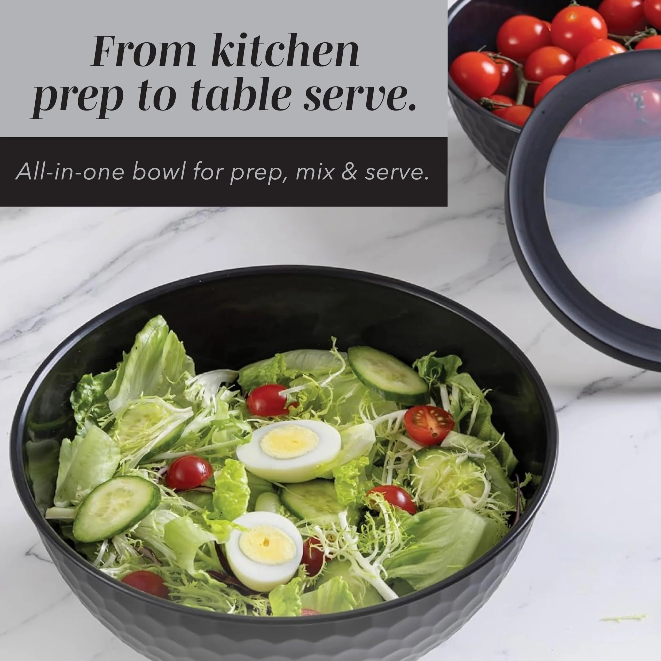 COOK WITH COLOR Mixing Bowls with Lids - 12 Piece Plastic Nesting Bowls Set includes 6 Prep Bowls and 6 Lids, Diamond Design - Microwave Safe (Mint) - Image 2