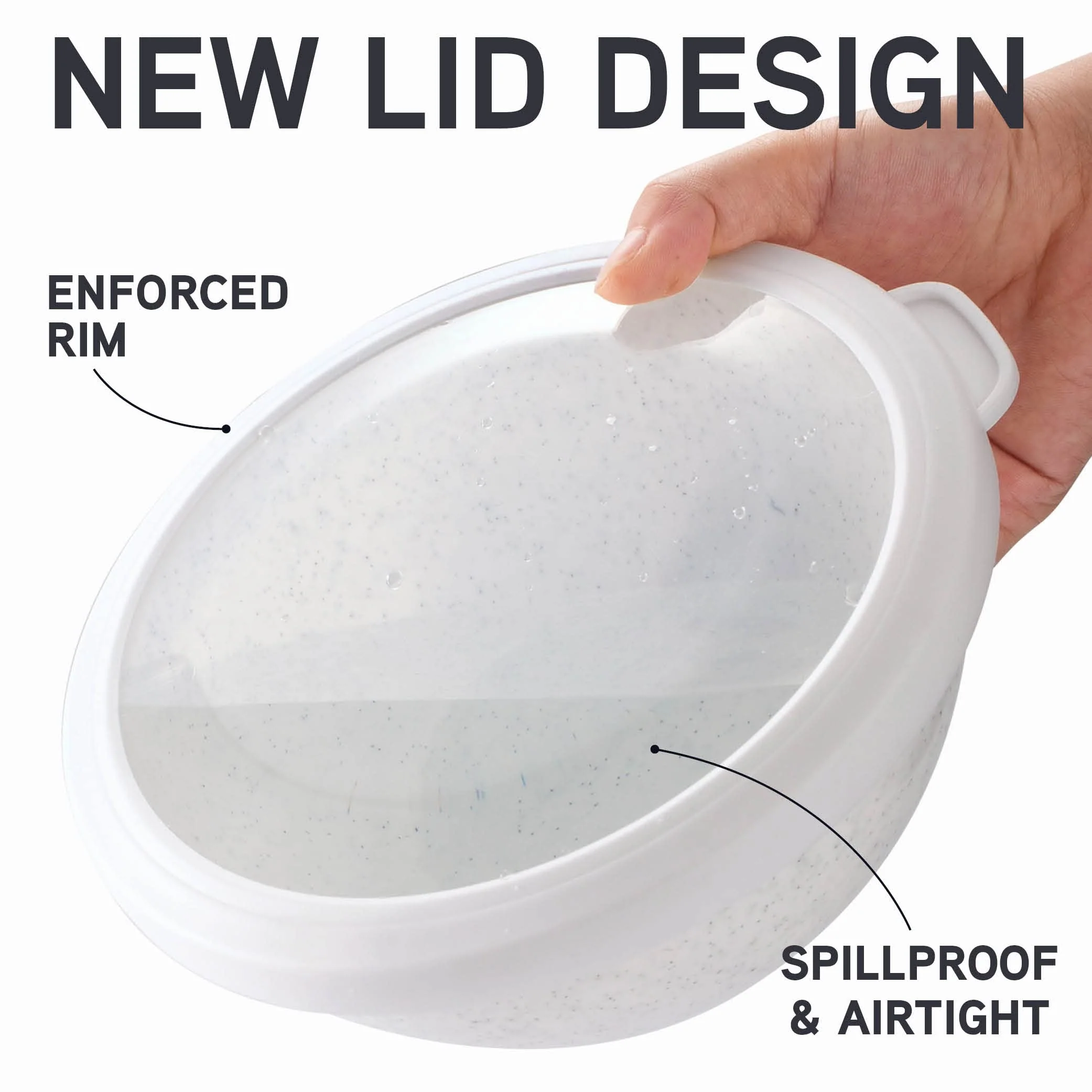COOK WITH COLOR Mixing Bowls with TPR Lids - 12 Piece Plastic Nesting Bowls Set includes 6 Prep Bowls and 6 Lids, Microwave Safe Mixing Bowl Set (Speckled White) - Image 9