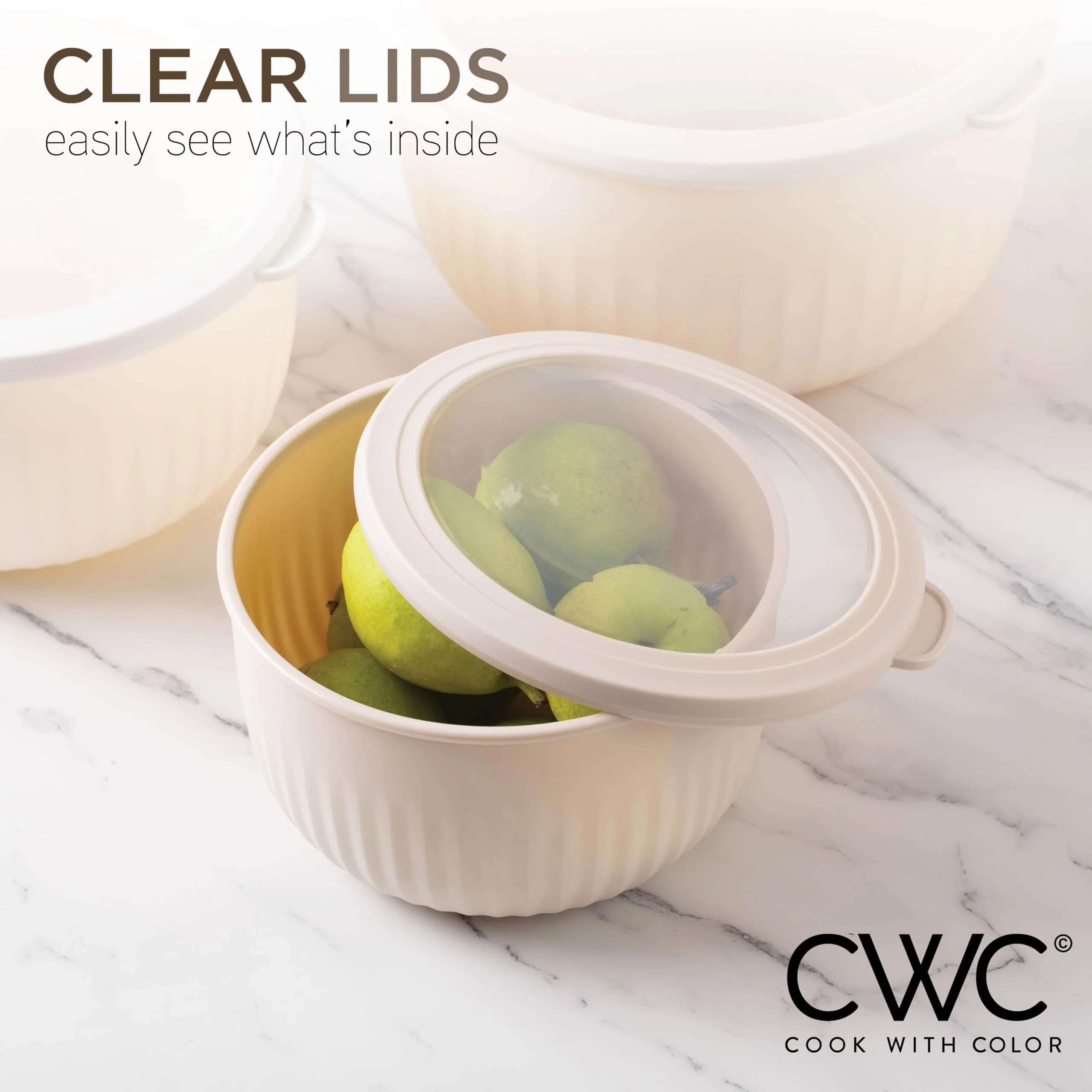 COOK WITH COLOR Prep Bowls with Lids- Wide and Deep Nesting Plastic Small Mixing Bowl Set with Lids, 12 Piece Set - Deep Bowls, Brown - Image 4