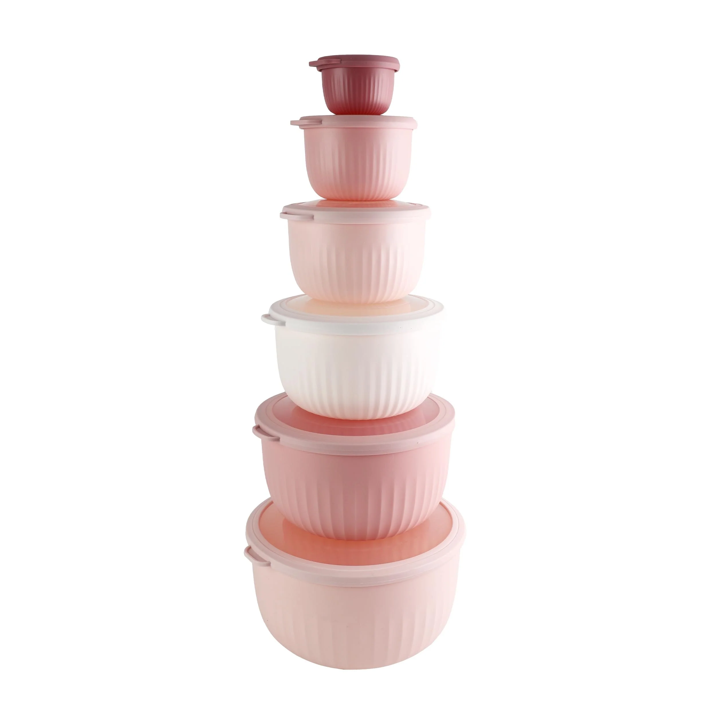 COOK WITH COLOR Prep Bowls with Lids- Wide and Deep Nesting Plastic Small Mixing Bowl Set with Lids, 12 Piece Set - Deep Bowls, Pink