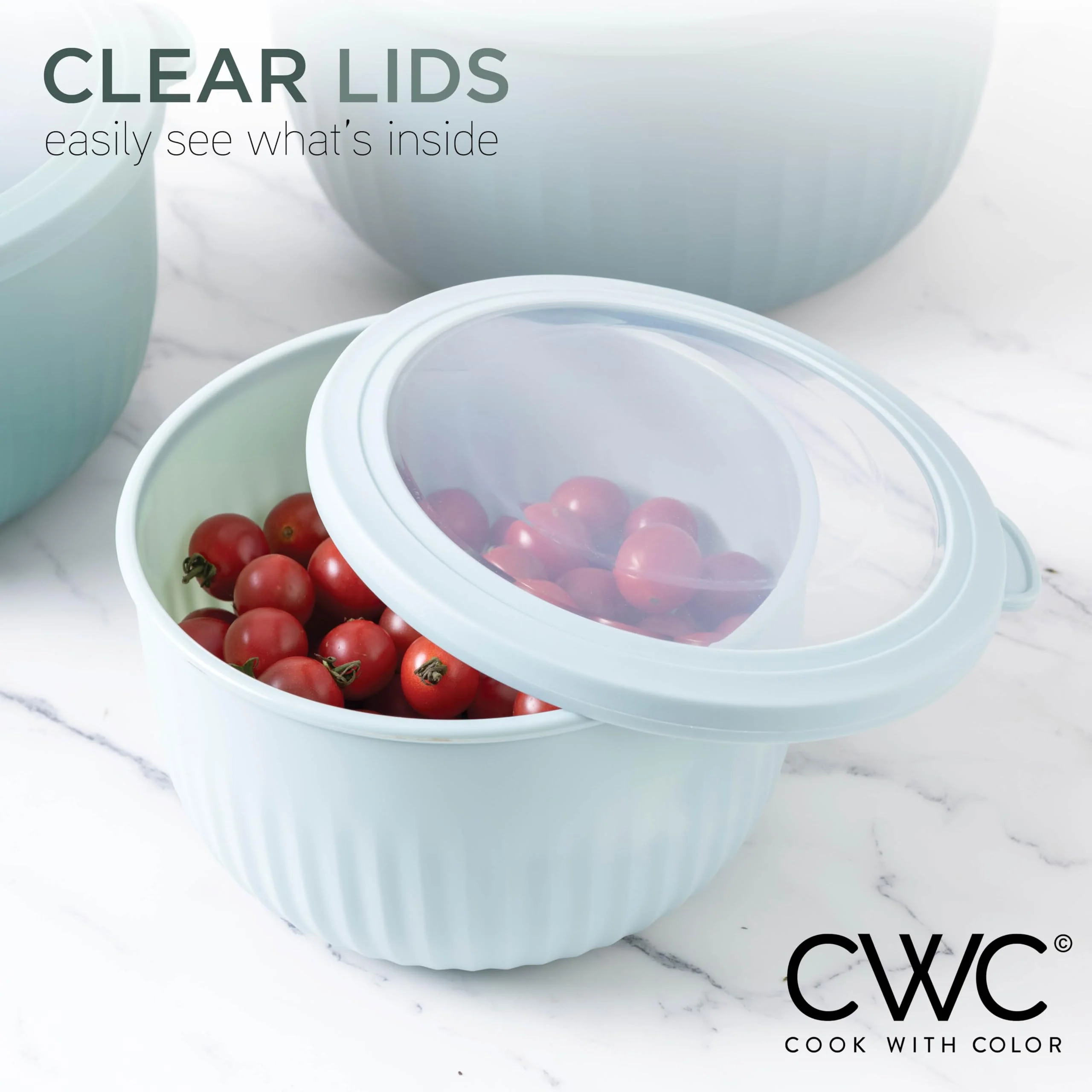 COOK WITH COLOR Prep Bowls with Lids- Wide and Deep Nesting Plastic Small Mixing Bowl Set with Lids, 12 Piece Set - Deep Bowls, Teal - Image 4
