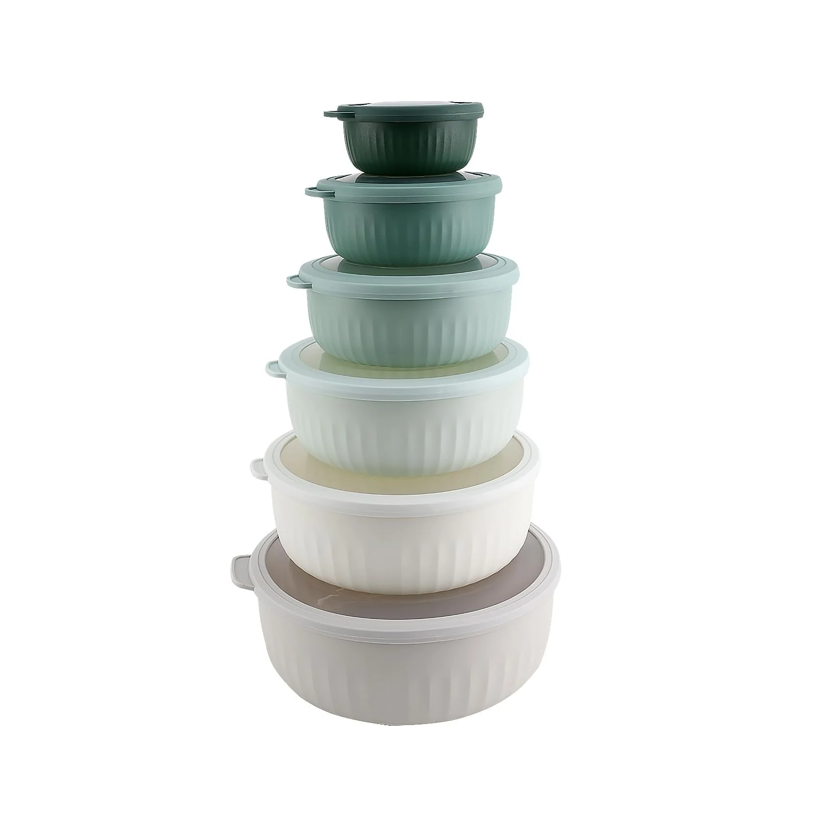 COOK WITH COLOR Prep Bowls with Lids- Wide and Deep Nesting Plastic Small Mixing Bowl Set with Lids, 12 Piece Set - Wide Bowls, Green
