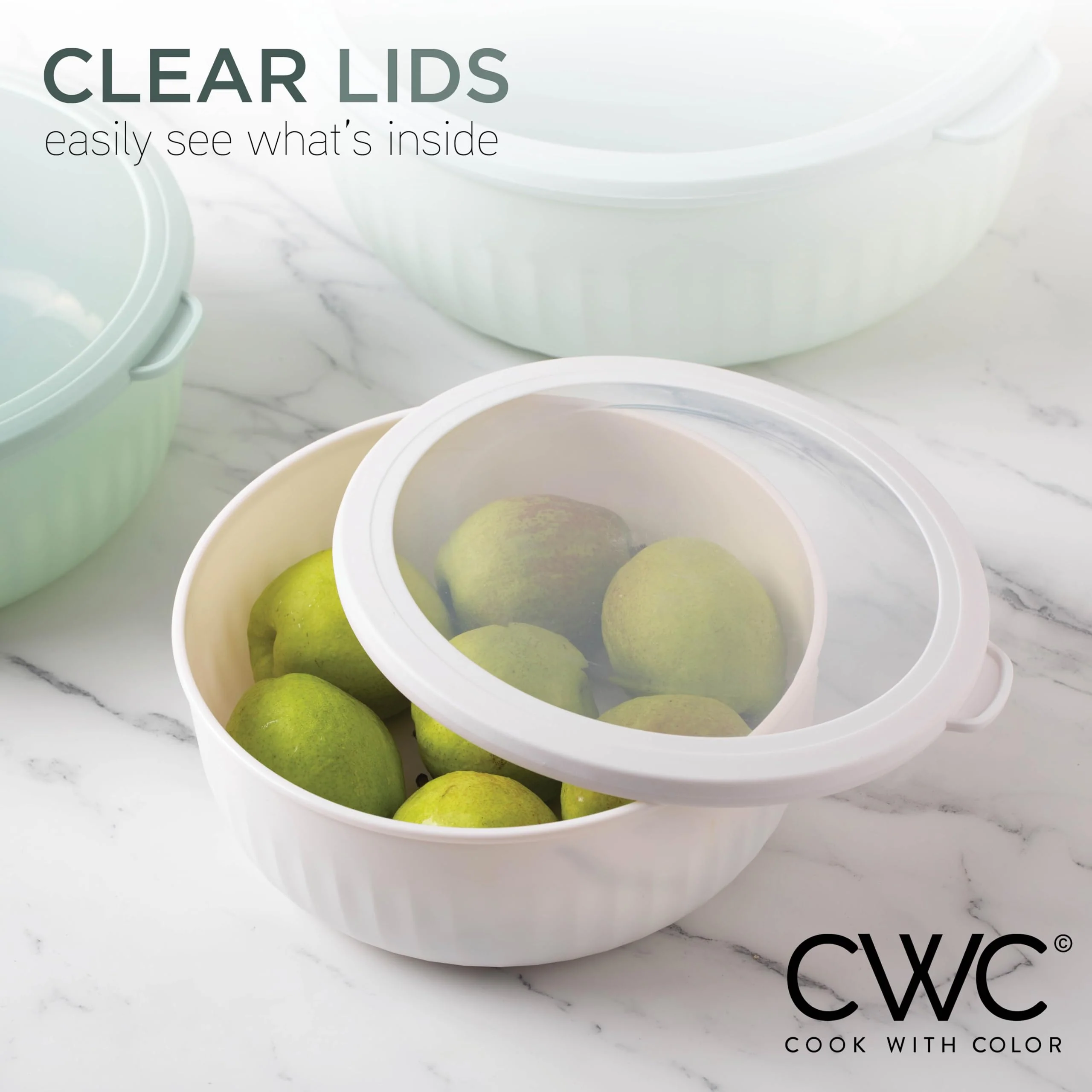 COOK WITH COLOR Prep Bowls with Lids- Wide and Deep Nesting Plastic Small Mixing Bowl Set with Lids, 12 Piece Set - Wide Bowls, Mint - Image 7