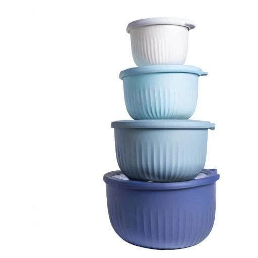 COOK WITH COLOR Prep Bowls with Lids- Wide and Deep Nesting Plastic Small Mixing Bowl Set with Lids, 8 Piece Set - Deep Bowls, Blue - Image 2