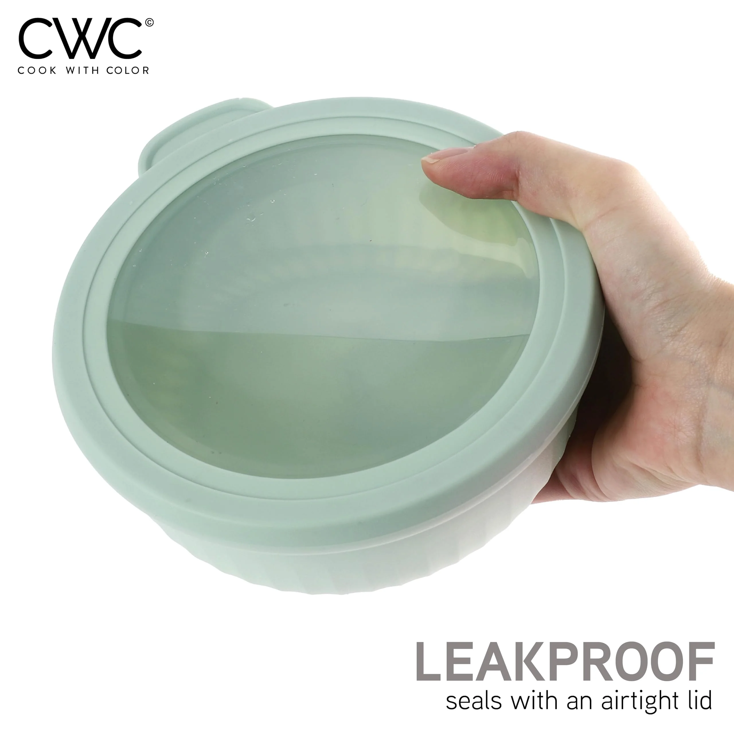 COOK WITH COLOR Prep Bowls with Lids- Wide and Deep Nesting Plastic Small Mixing Bowl Set with Lids, 8 Piece Set - Wide Bowls, Sage - Image 4