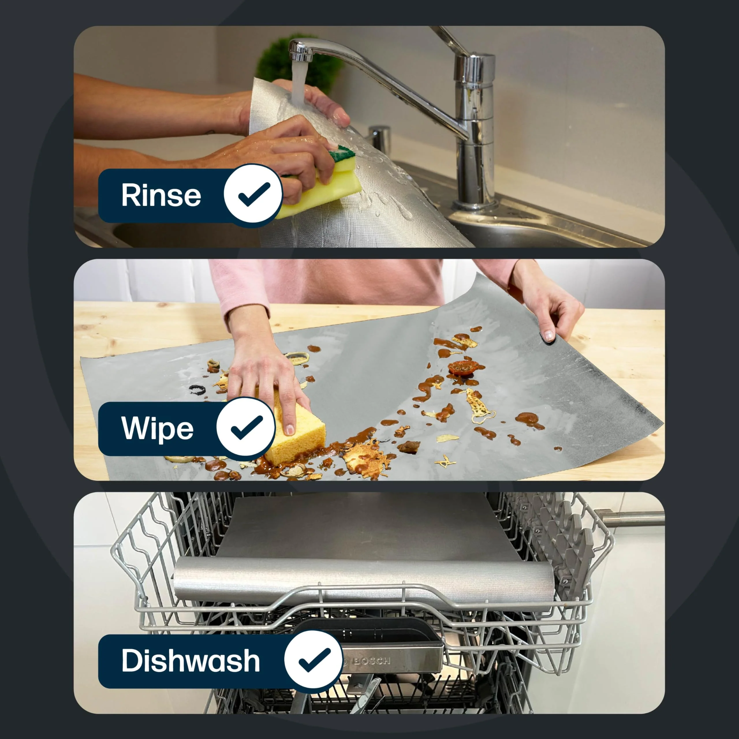 Cooks Innovations Non-Stick Oven Protector Mat - 2 Heavy Duty Nonstick Oven Rack Liners to Protect Convection, Electric, Gas, & Microwave Ovens - BPA & PFOA Free Heat Resistant Baking Mat - Image 6