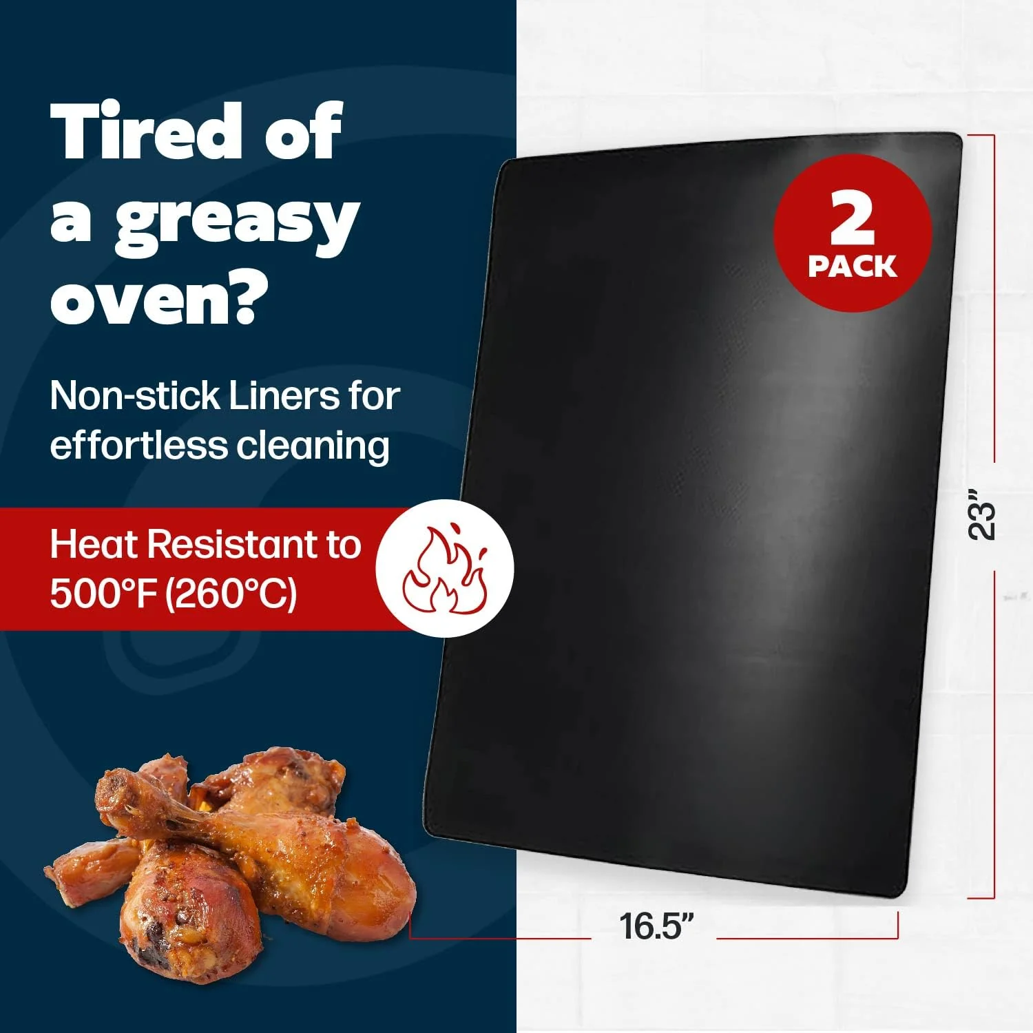 Cooks Innovations Non-Stick Oven Protector Mat - 2 Heavy Duty Nonstick Oven Rack Liners to Protect Convection, Electric, Gas, & Microwave Ovens - BPA & PFOA Free Heat Resistant Baking Mat - Image 6